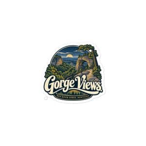 Red River Gorge Vinyl Sticker: Gorge Views, Woodland Scenic Lettering - 3″×3″ - Main