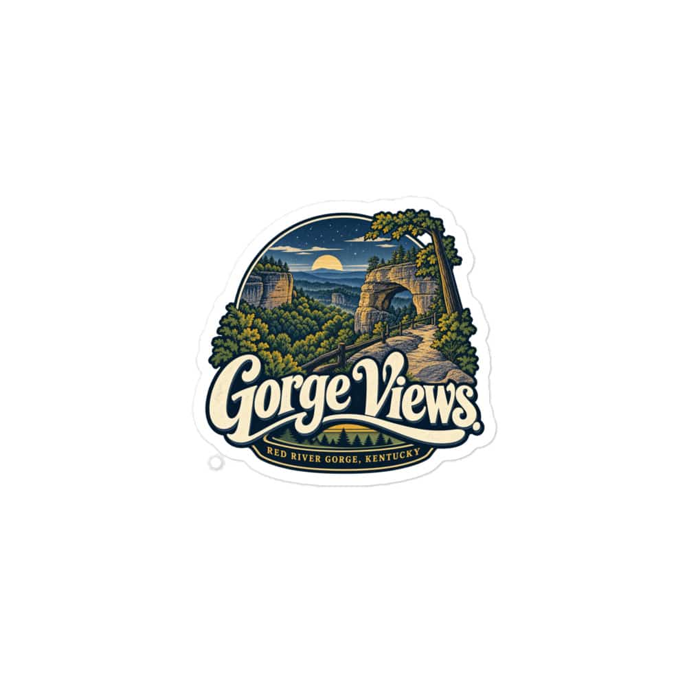 Red River Gorge Vinyl Sticker: Gorge Views, Woodland Scenic Lettering