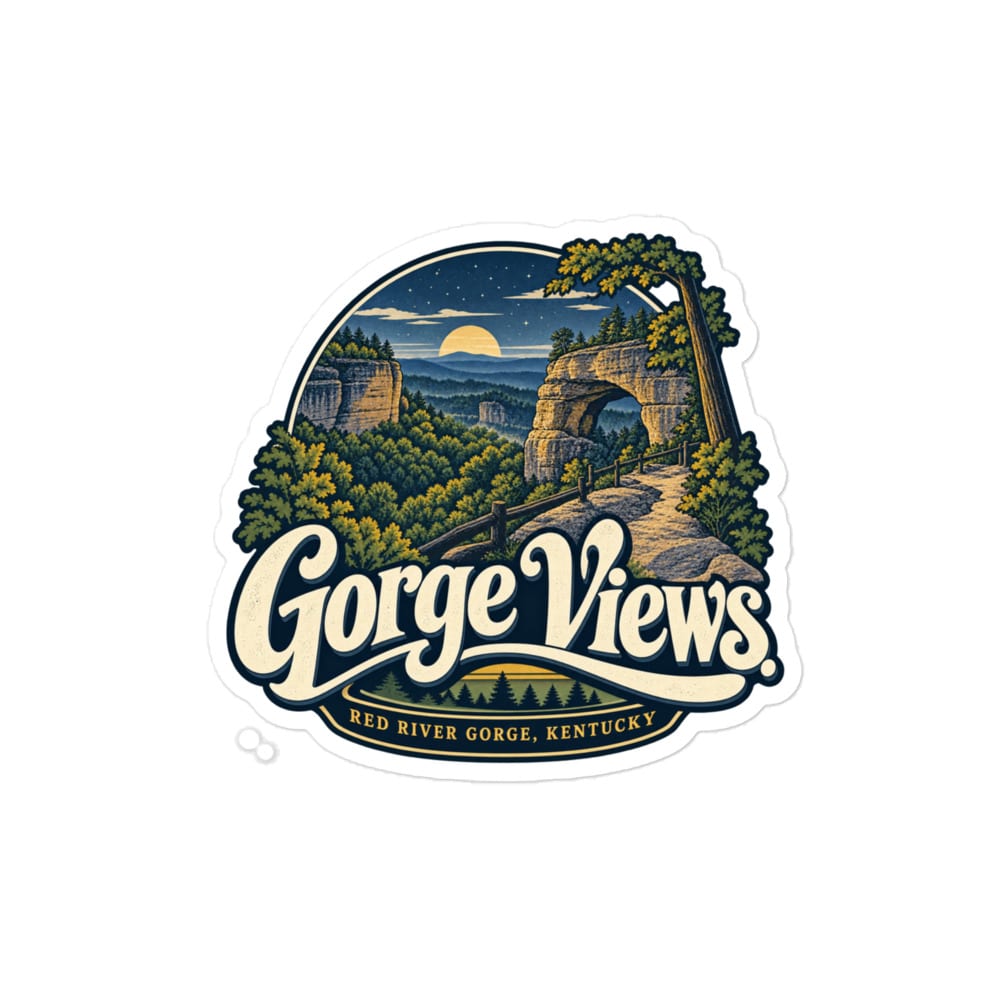 Red River Gorge Vinyl Sticker: Gorge Views, Woodland Scenic Lettering