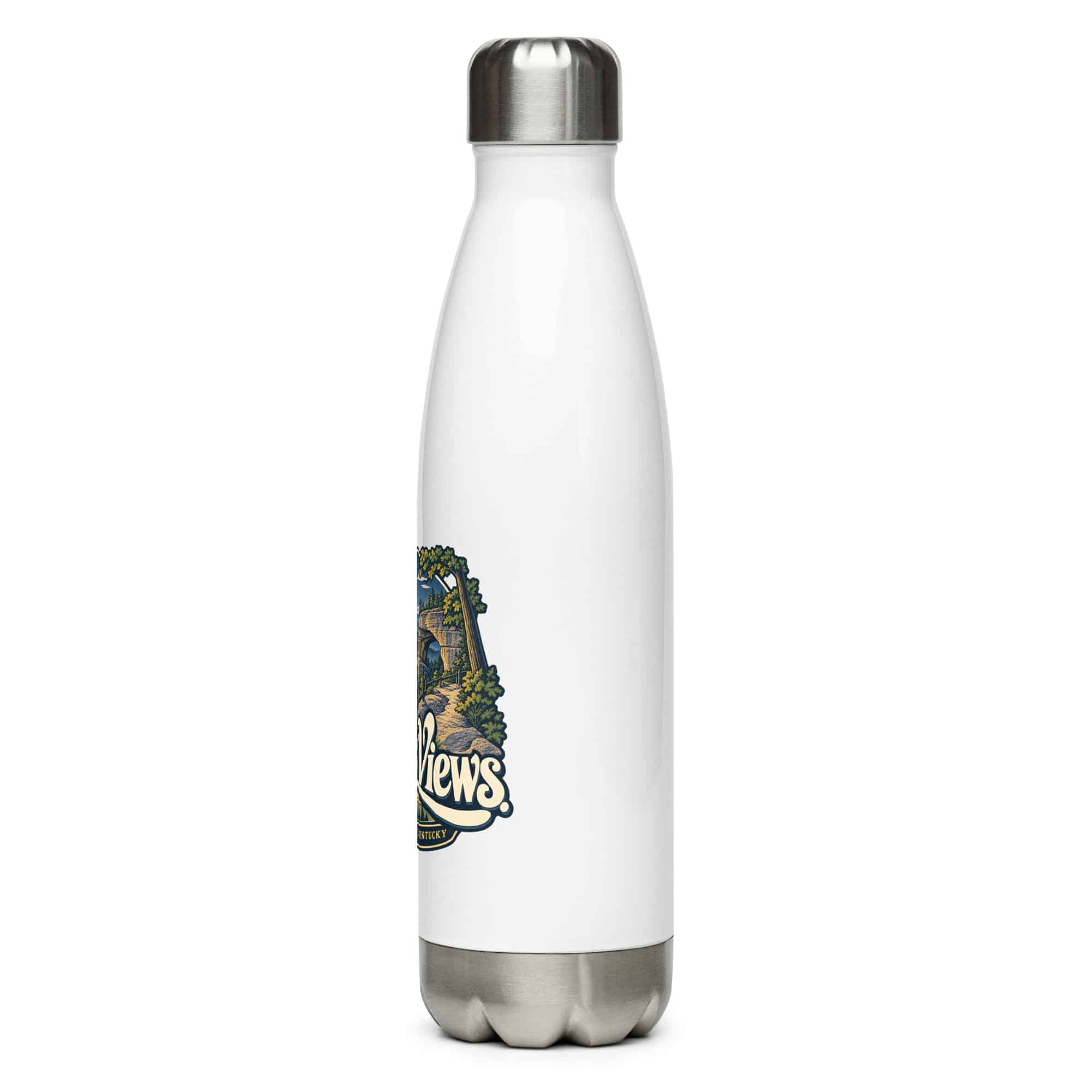 Red River Gorge Stainless Steel Water Bottle: Gorge Views, Woodland Scenic Lettering