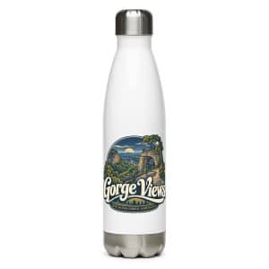 Red River Gorge Stainless Steel Water Bottle: Gorge Views, Woodland Scenic Lettering - 17 oz - Main