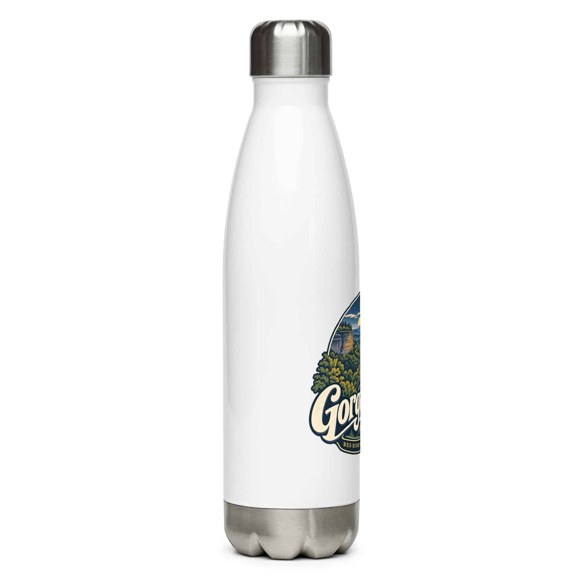 Red River Gorge Stainless Steel Water Bottle: Gorge Views, Woodland Scenic Lettering
