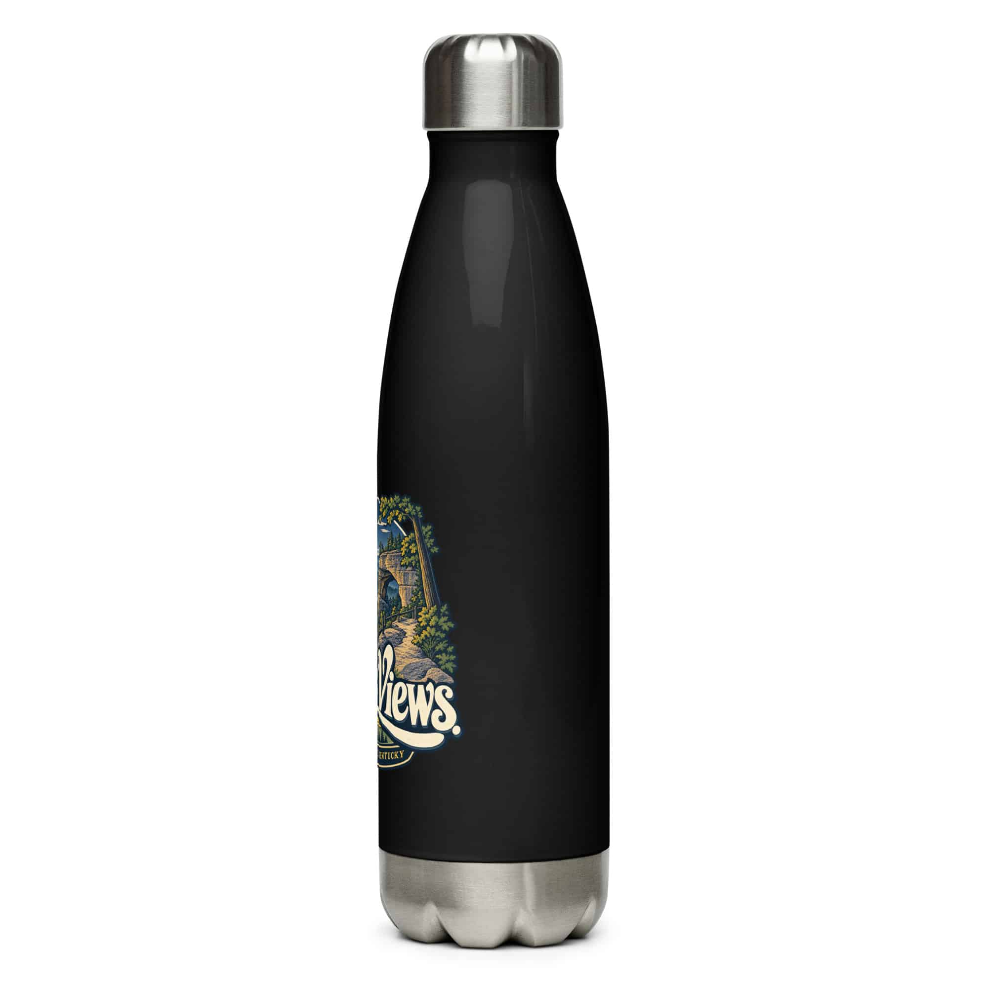 Red River Gorge Stainless Steel Water Bottle: Gorge Views, Woodland Scenic Lettering