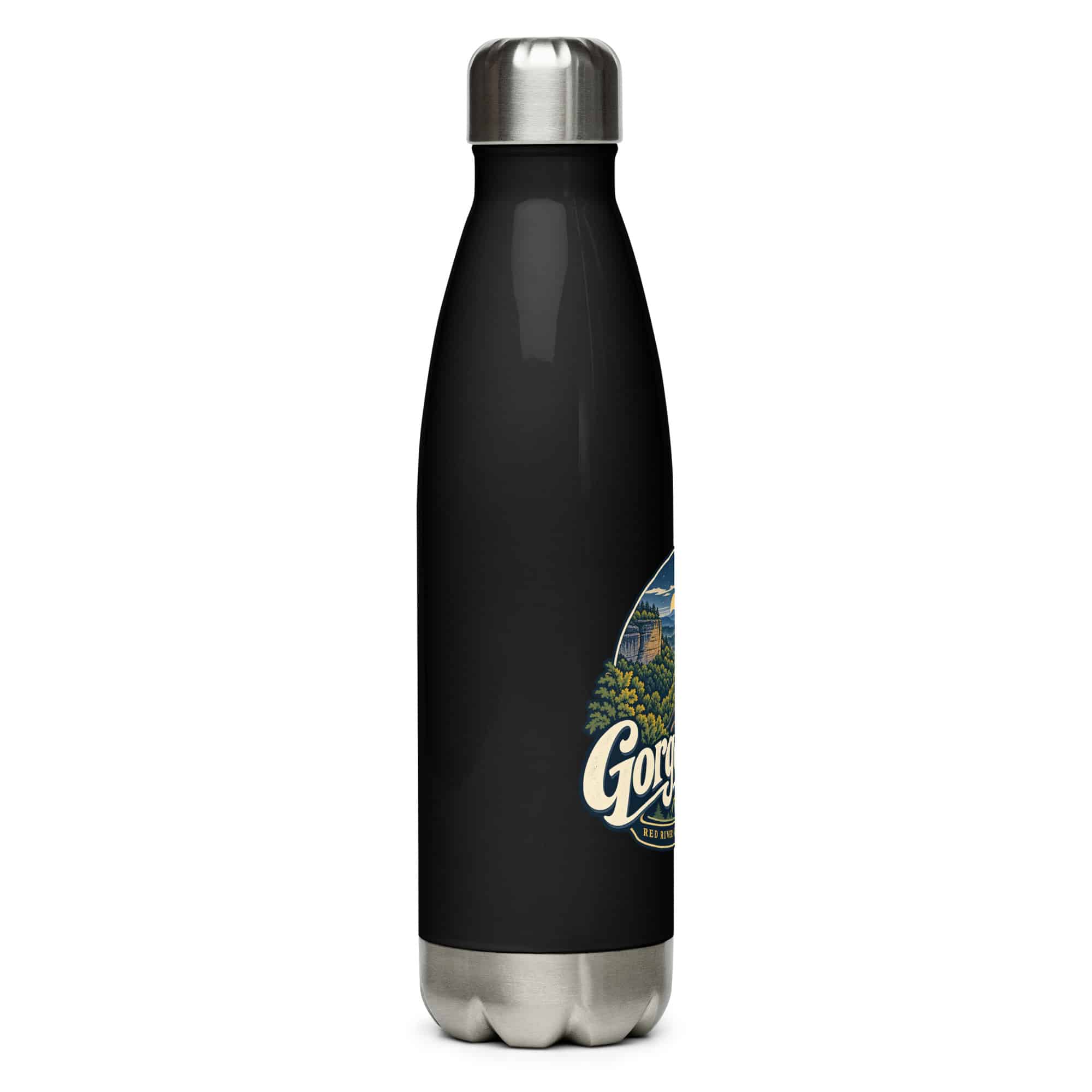 Red River Gorge Stainless Steel Water Bottle: Gorge Views, Woodland Scenic Lettering