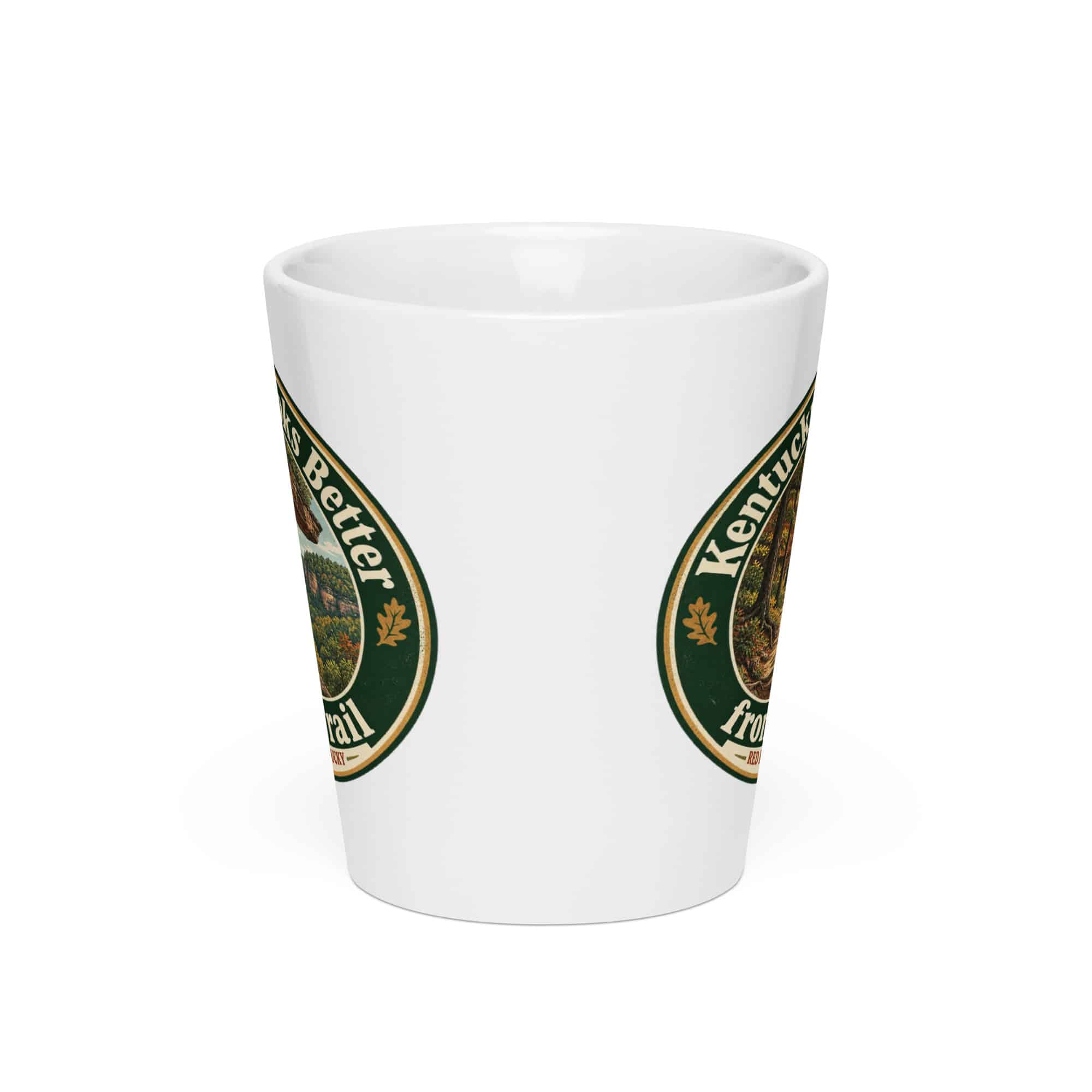 Red River Gorge Latte Mug: Kentucky Looks Better from the Trail, Vintage Round Badge