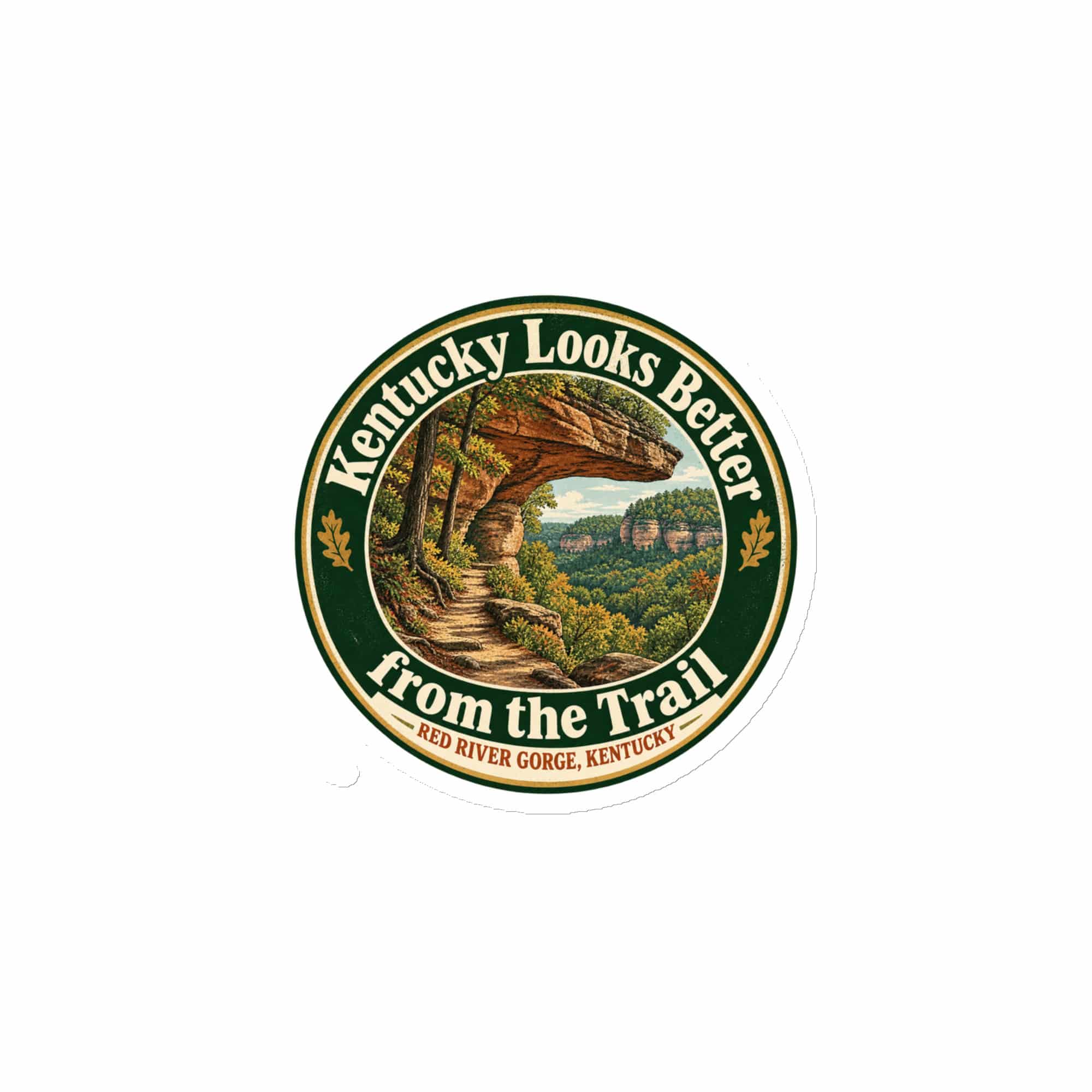 Red River Gorge Die-Cut Magnet: Kentucky Looks Better from the Trail, Vintage Round Badge