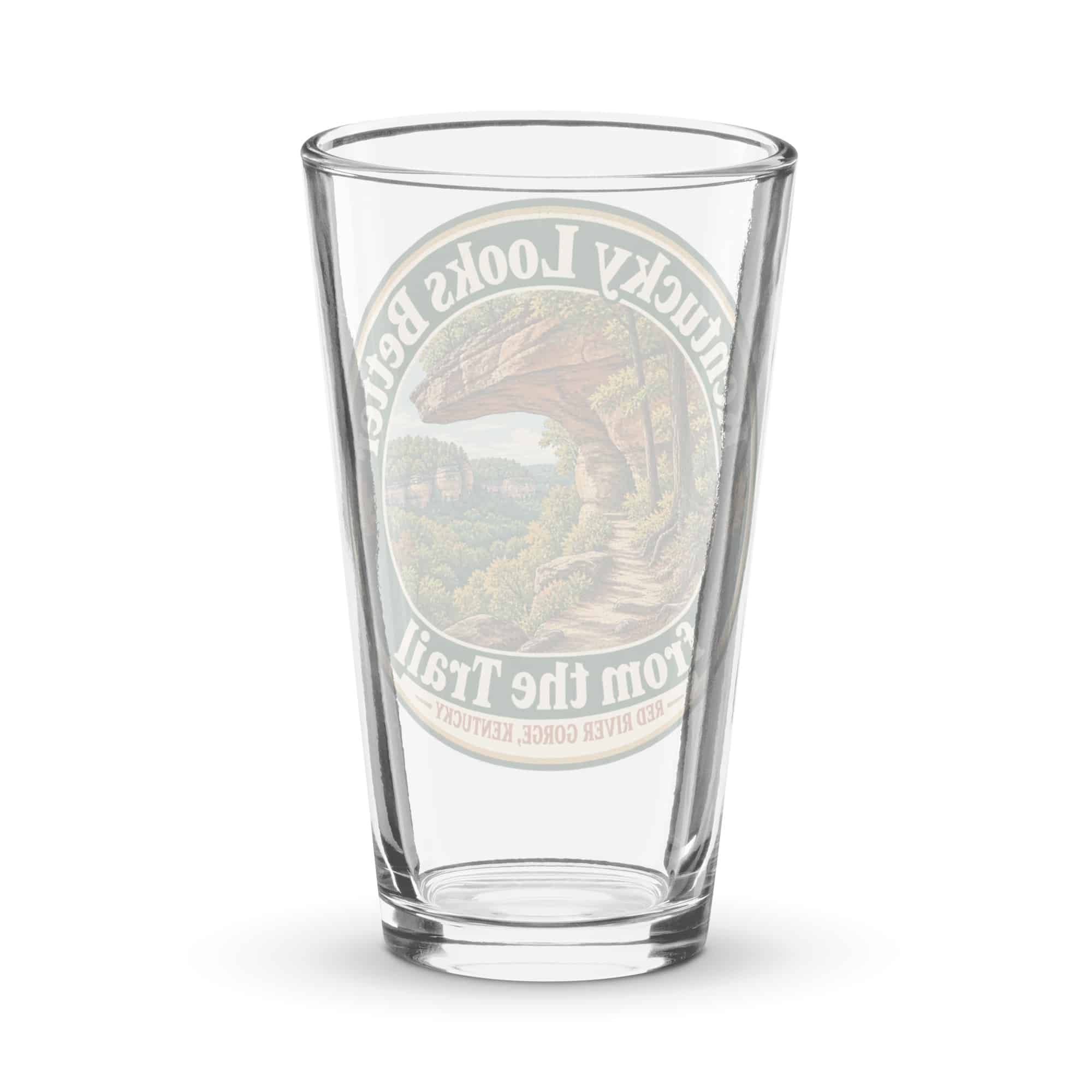 Red River Gorge Pint Glass: Kentucky Looks Better from the Trail, Vintage Round Badge