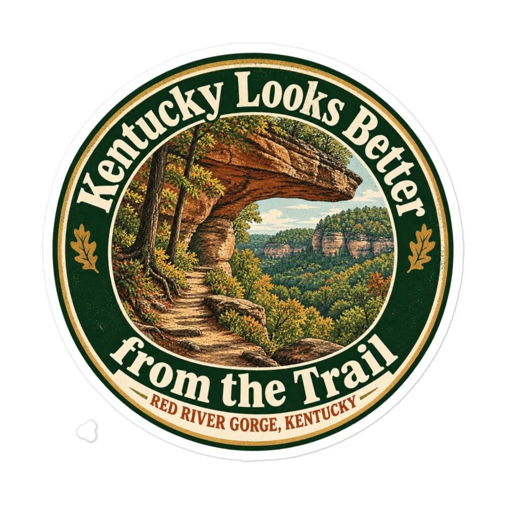 Red River Gorge Vinyl Sticker: Kentucky Looks Better from the Trail, Vintage Round Badge