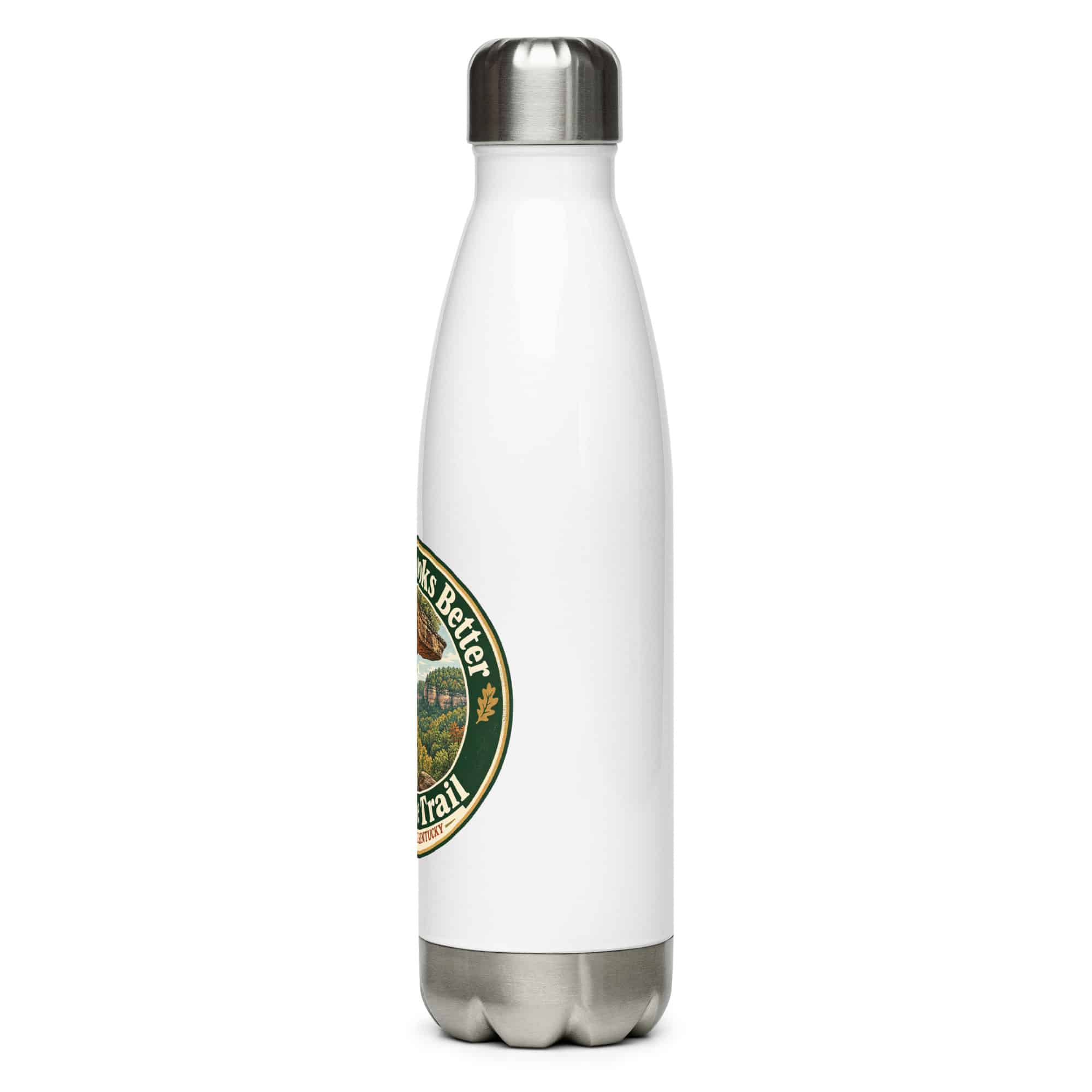 Red River Gorge Stainless Steel Water Bottle: Kentucky Looks Better from the Trail, Vintage Round Badge