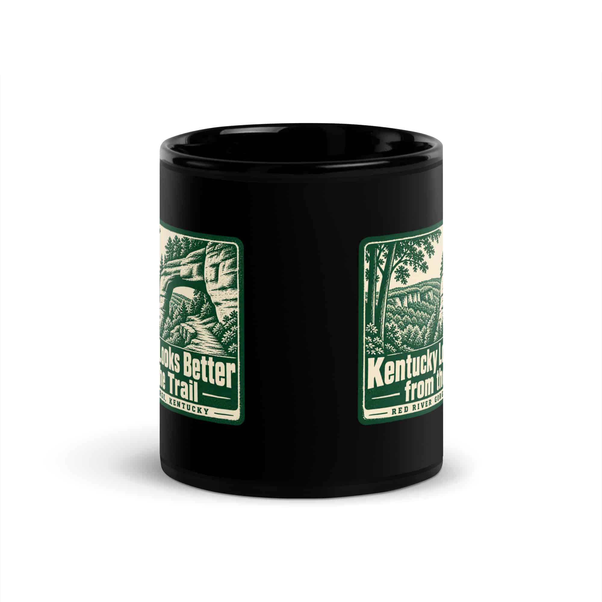 Red River Gorge Black Coffee Mug: Kentucky Looks Better from the Trail, Forest Ink Stamp