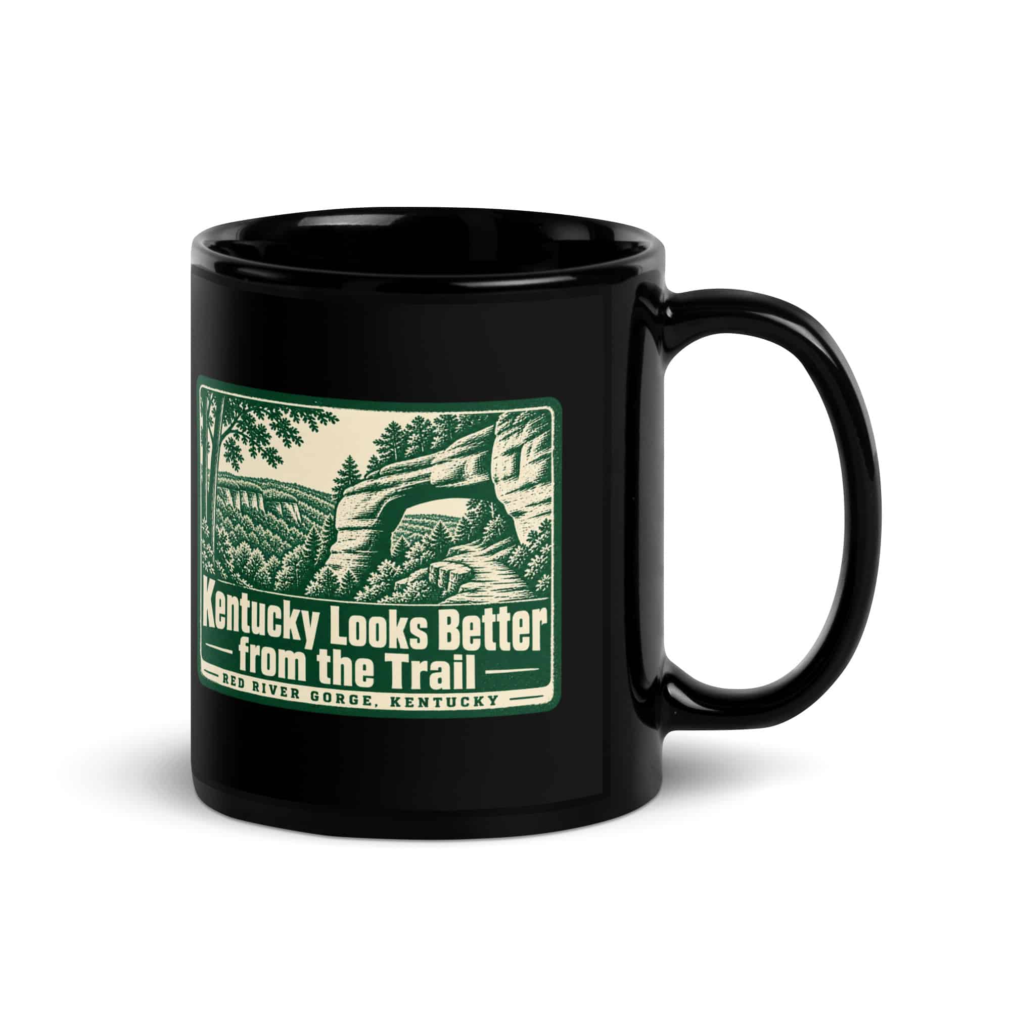 Red River Gorge Black Coffee Mug: Kentucky Looks Better from the Trail, Forest Ink Stamp
