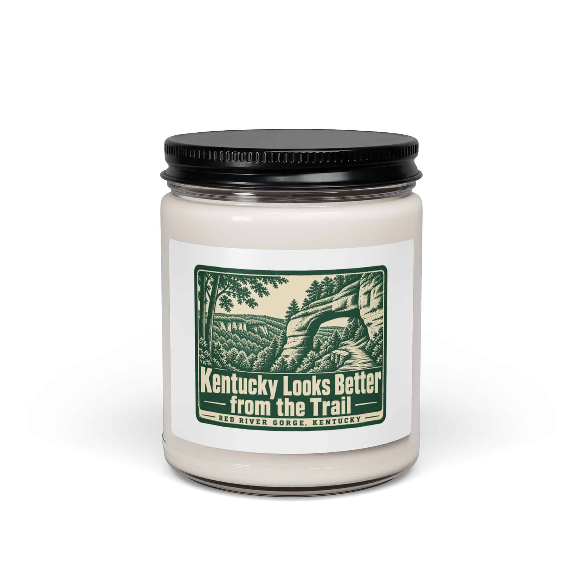 Red River Gorge Soy Wax Candle: Kentucky Looks Better from the Trail, Forest Ink Stamp