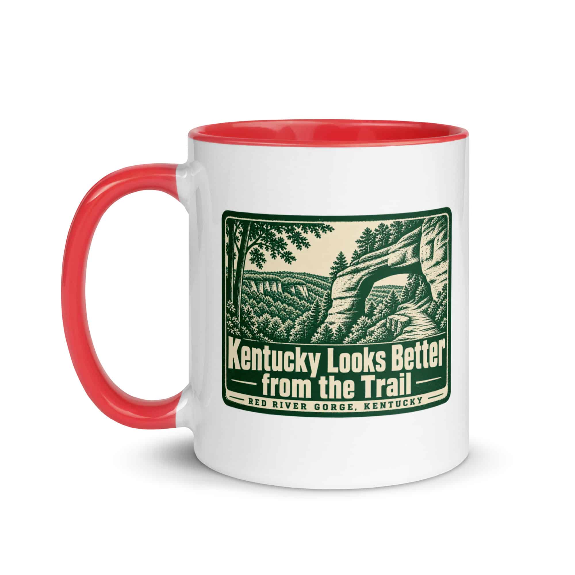 Red River Gorge Color Inside Coffee Mug: Kentucky Looks Better from the Trail, Forest Ink Stamp