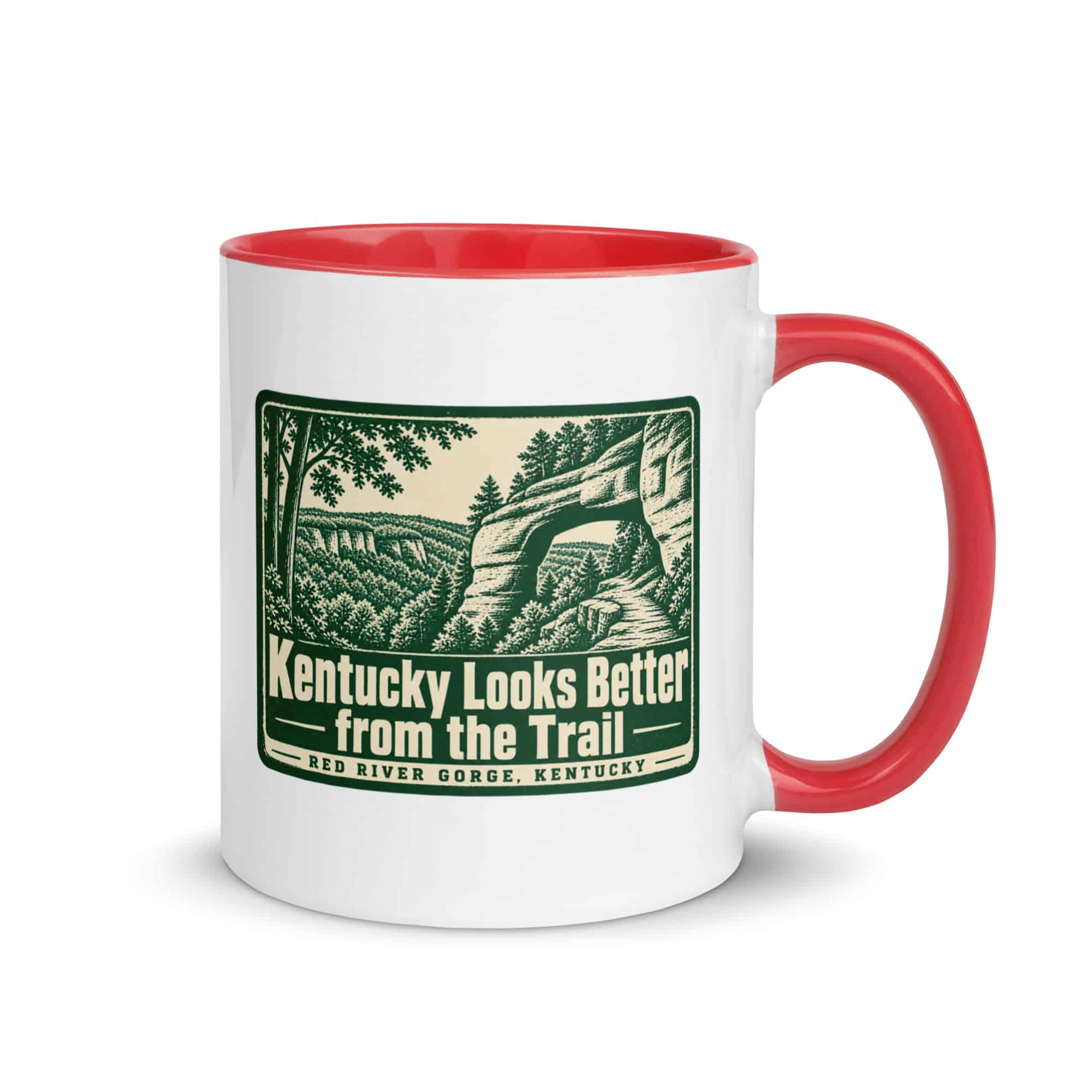 Red River Gorge Color Inside Coffee Mug: Kentucky Looks Better from the Trail, Forest Ink Stamp