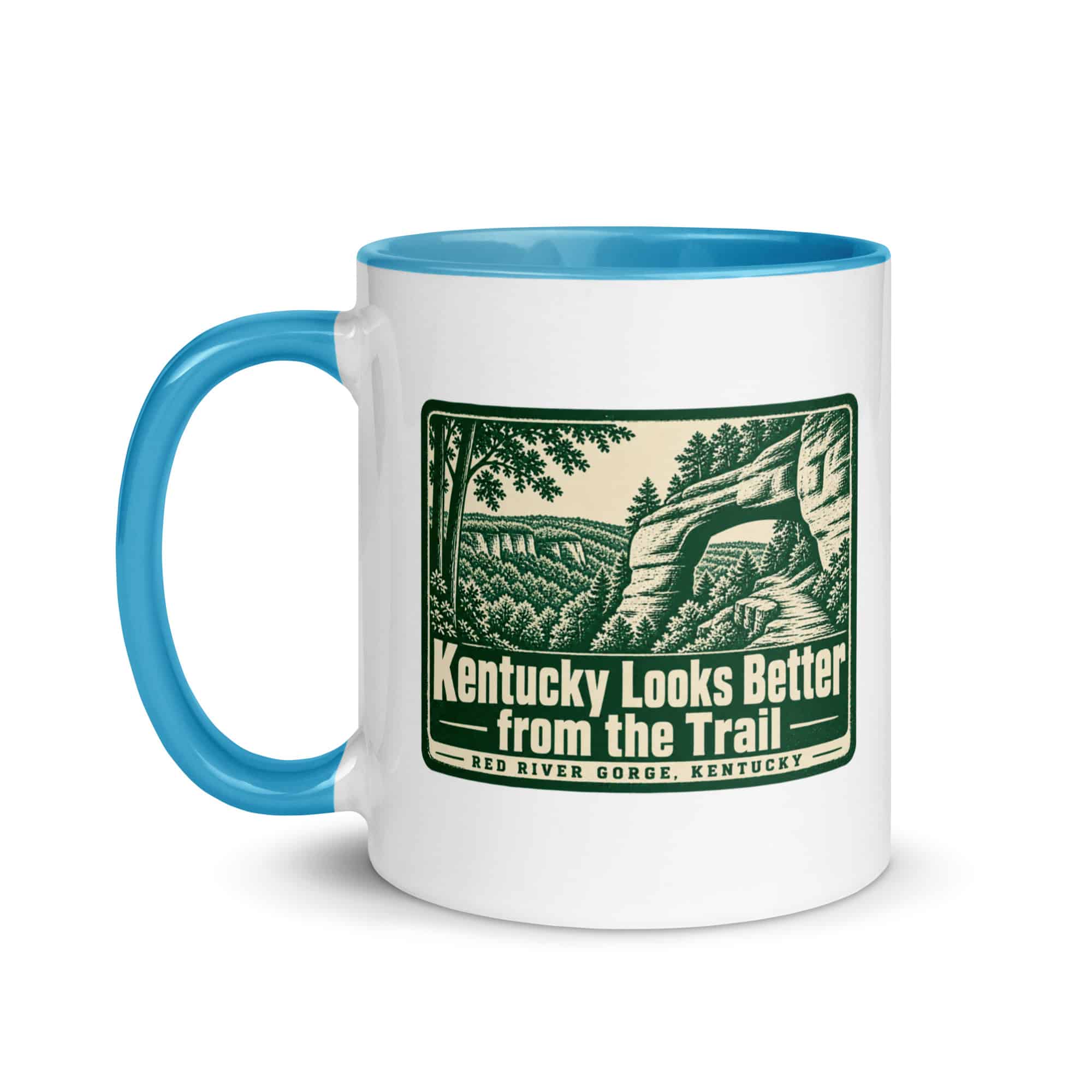 Red River Gorge Color Inside Coffee Mug: Kentucky Looks Better from the Trail, Forest Ink Stamp