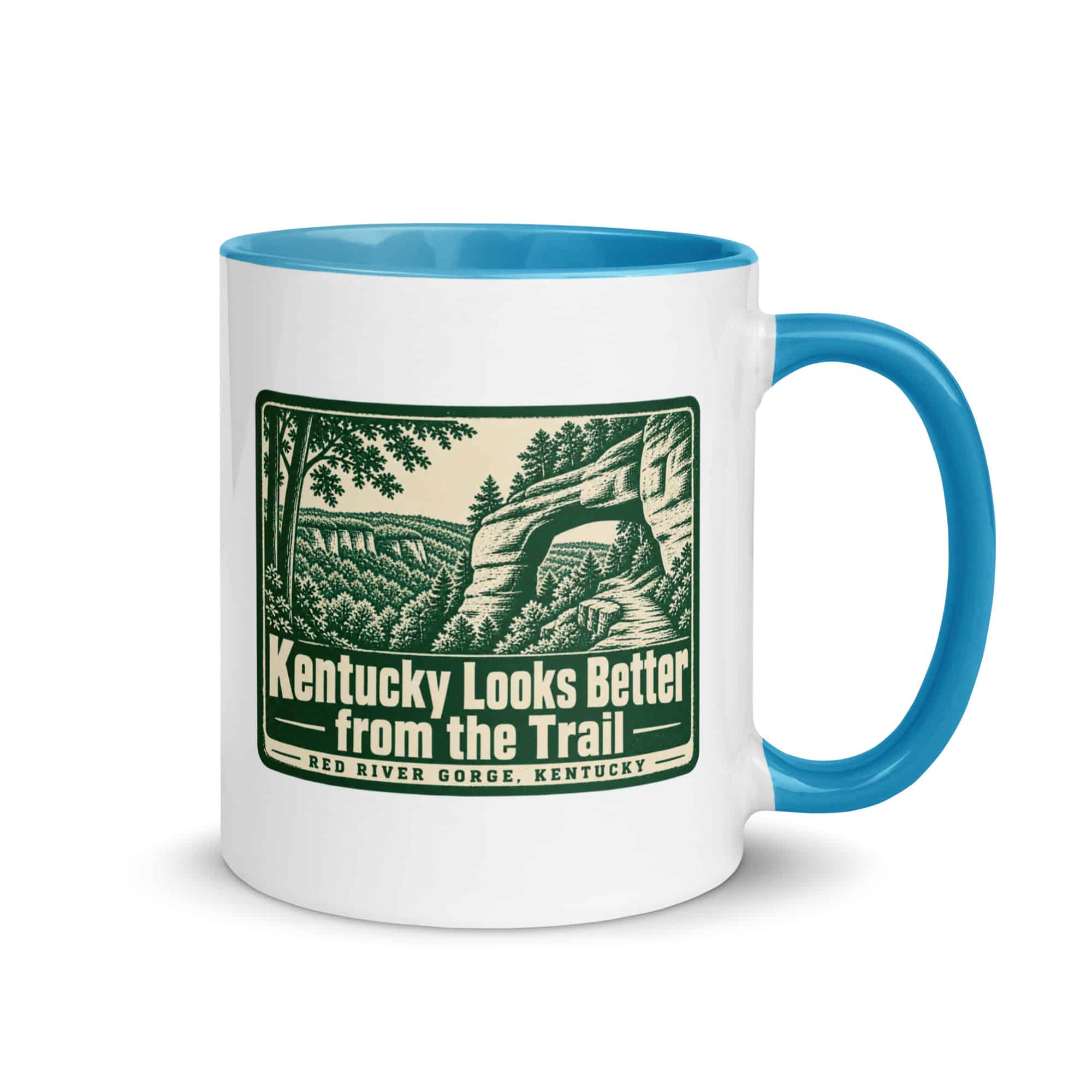 Red River Gorge Color Inside Coffee Mug: Kentucky Looks Better from the Trail, Forest Ink Stamp