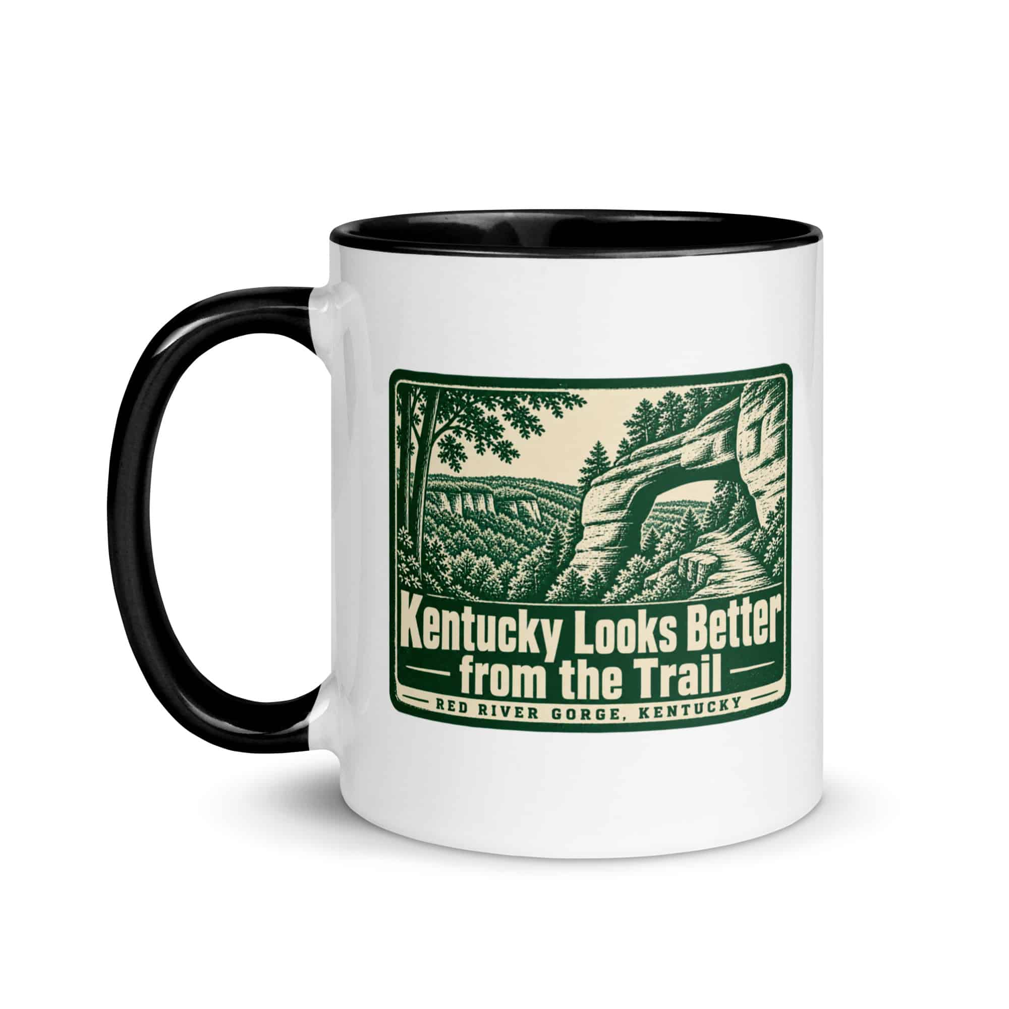 Red River Gorge Color Inside Coffee Mug: Kentucky Looks Better from the Trail, Forest Ink Stamp