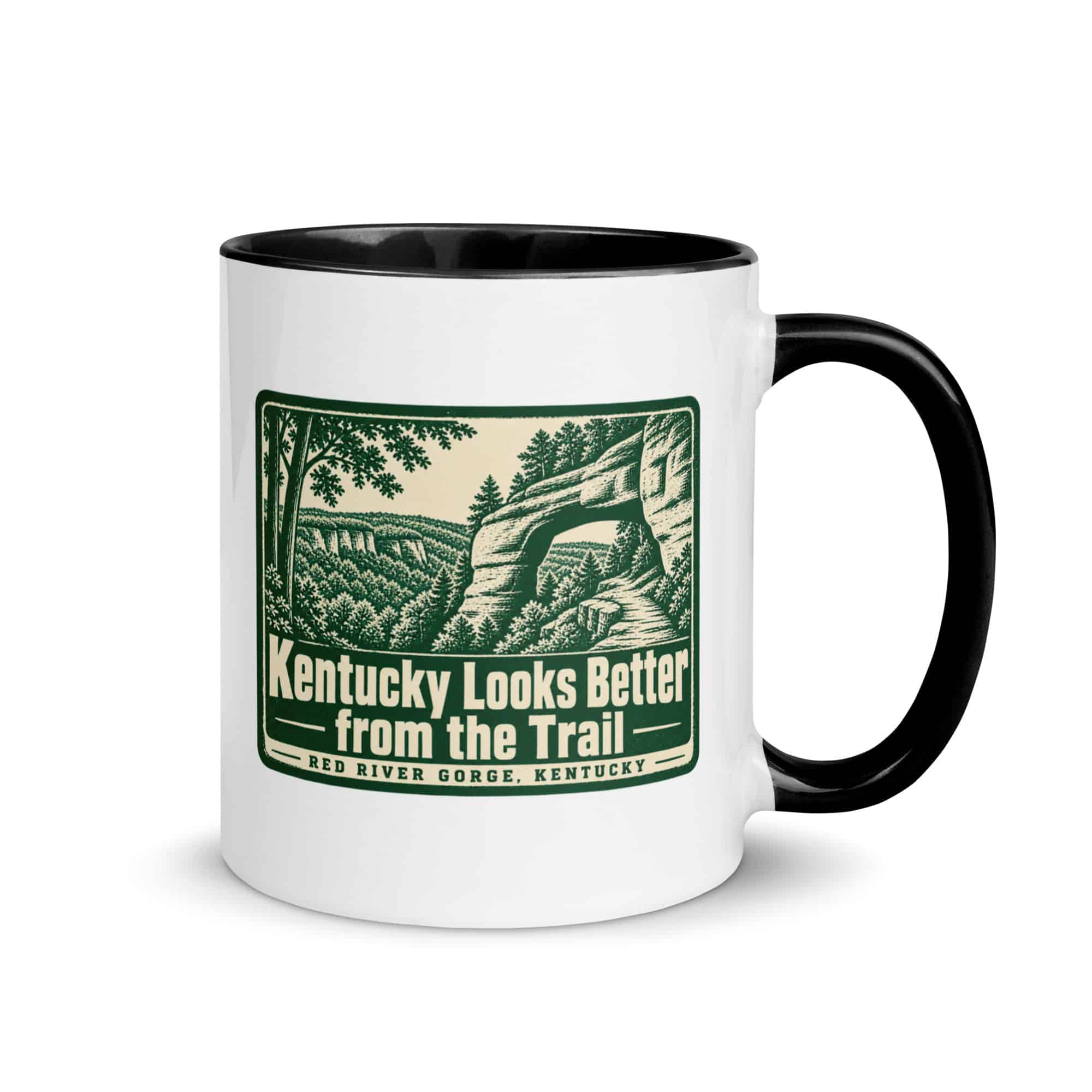 Red River Gorge Color Inside Coffee Mug: Kentucky Looks Better from the Trail, Forest Ink Stamp