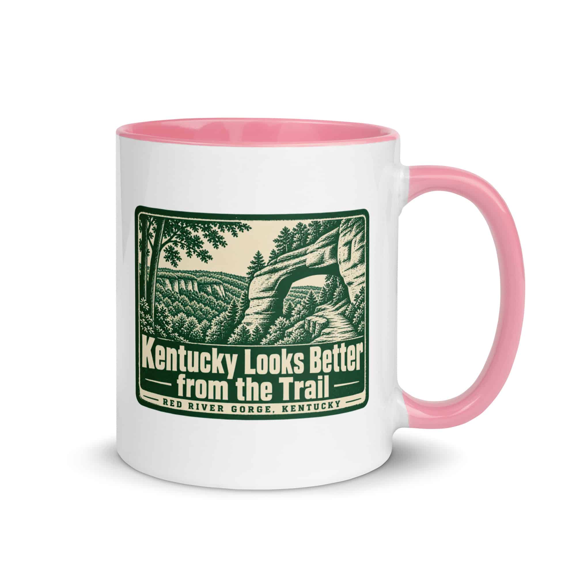 Red River Gorge Color Inside Coffee Mug: Kentucky Looks Better from the Trail, Forest Ink Stamp