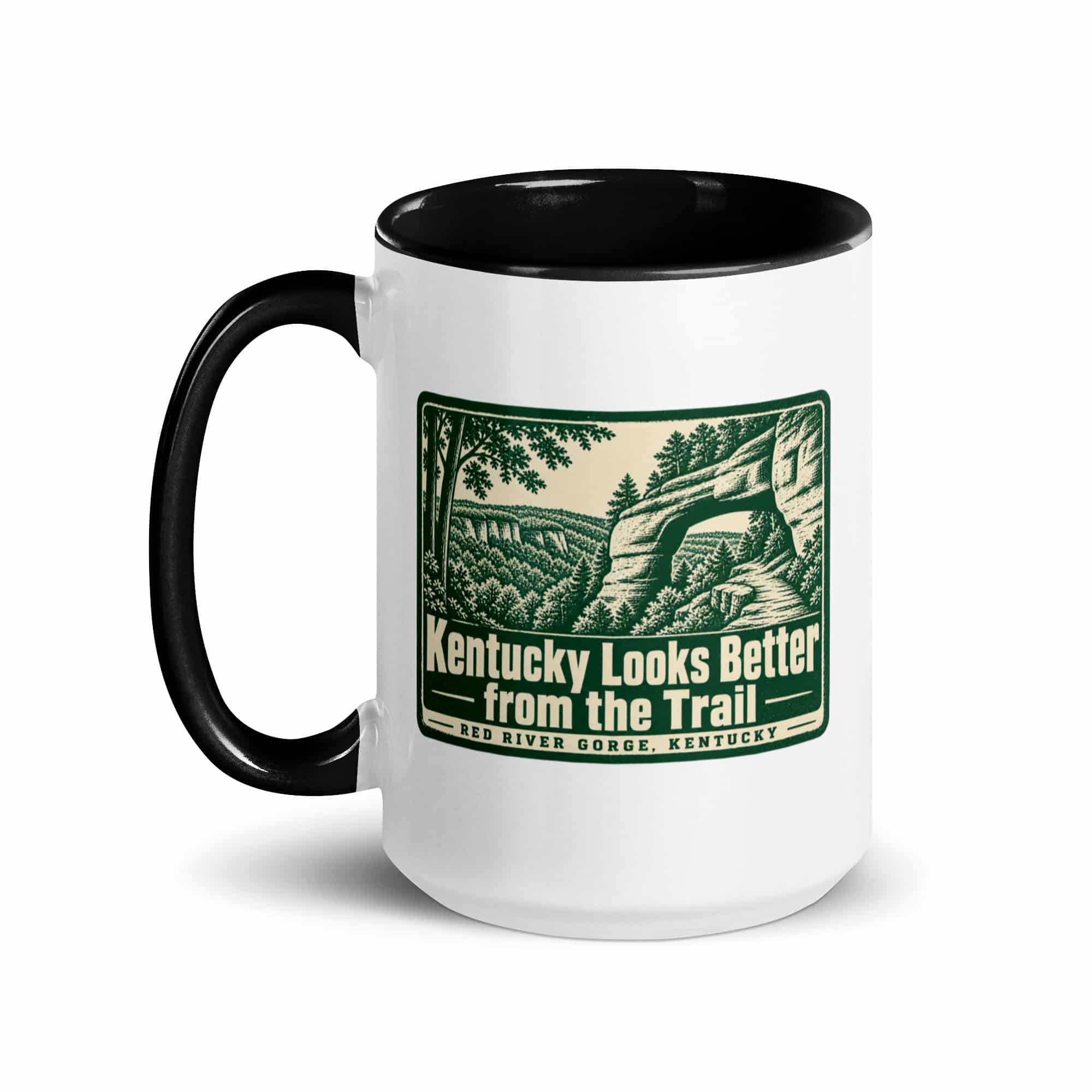 Red River Gorge Color Inside Coffee Mug: Kentucky Looks Better from the Trail, Forest Ink Stamp