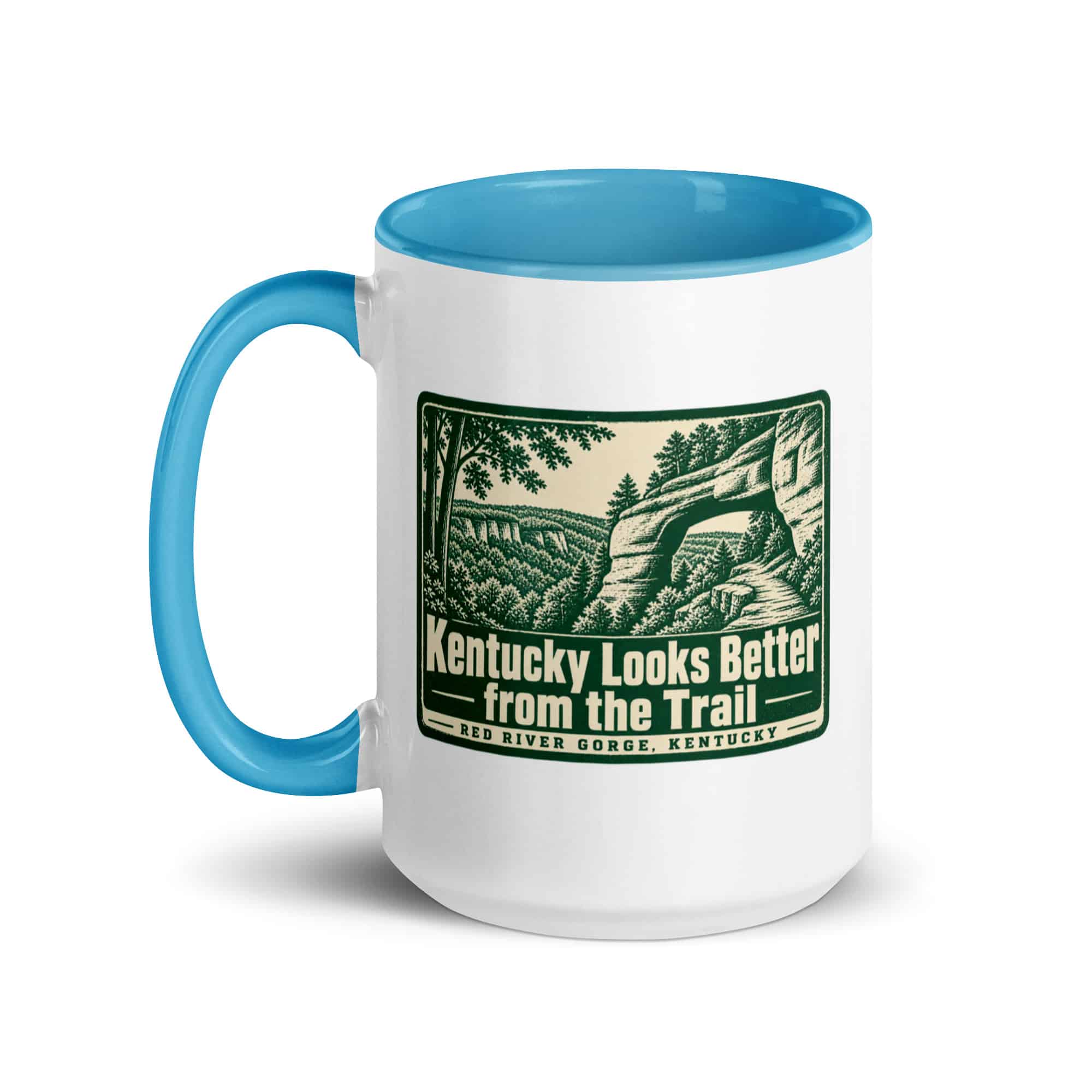 Red River Gorge Color Inside Coffee Mug: Kentucky Looks Better from the Trail, Forest Ink Stamp
