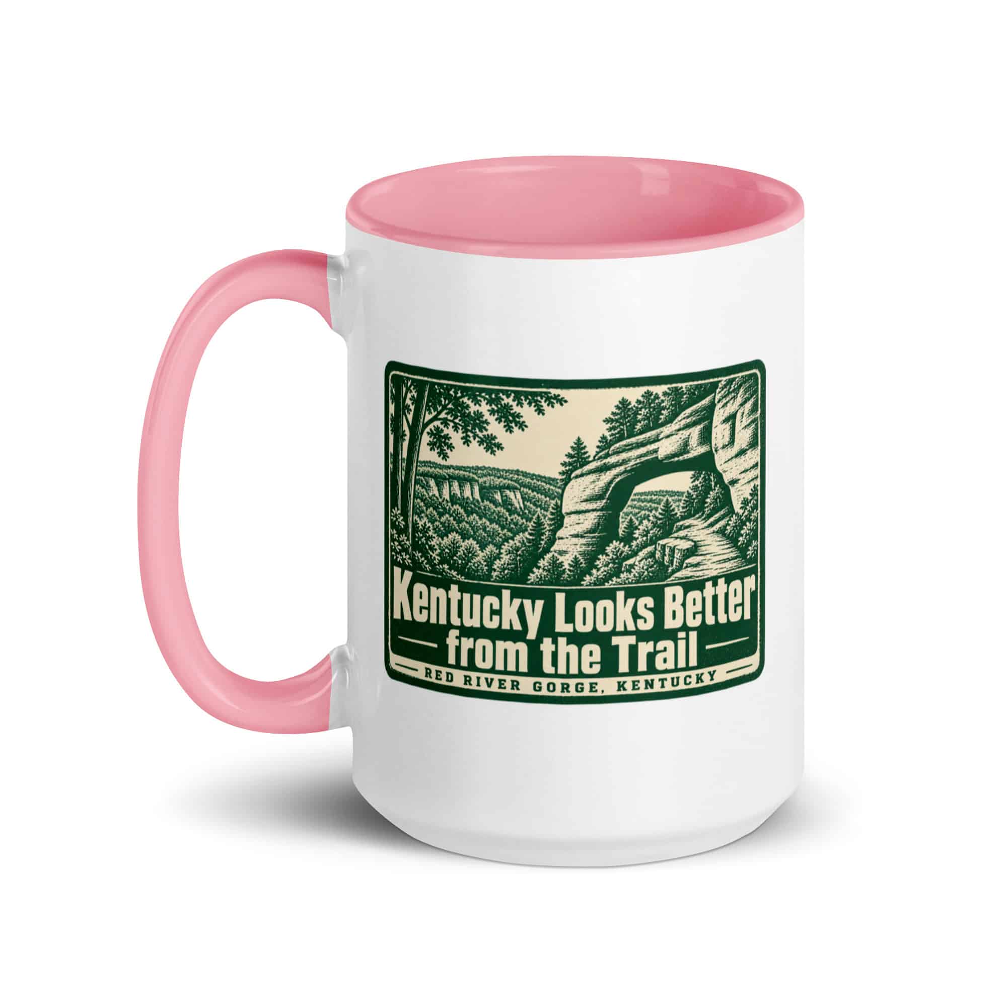 Red River Gorge Color Inside Coffee Mug: Kentucky Looks Better from the Trail, Forest Ink Stamp