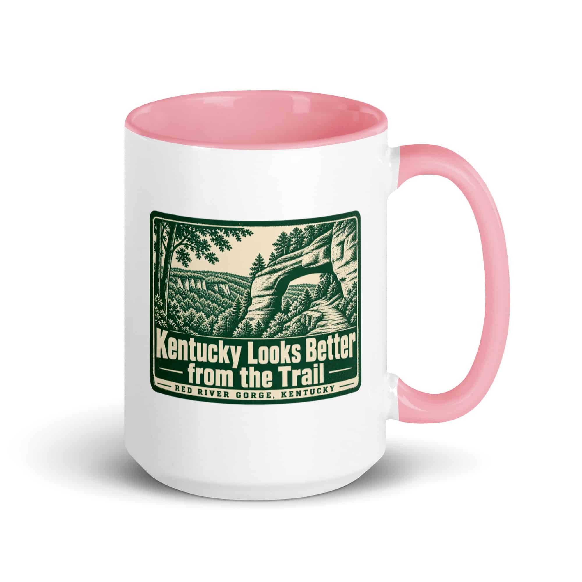 Red River Gorge Color Inside Coffee Mug: Kentucky Looks Better from the Trail, Forest Ink Stamp