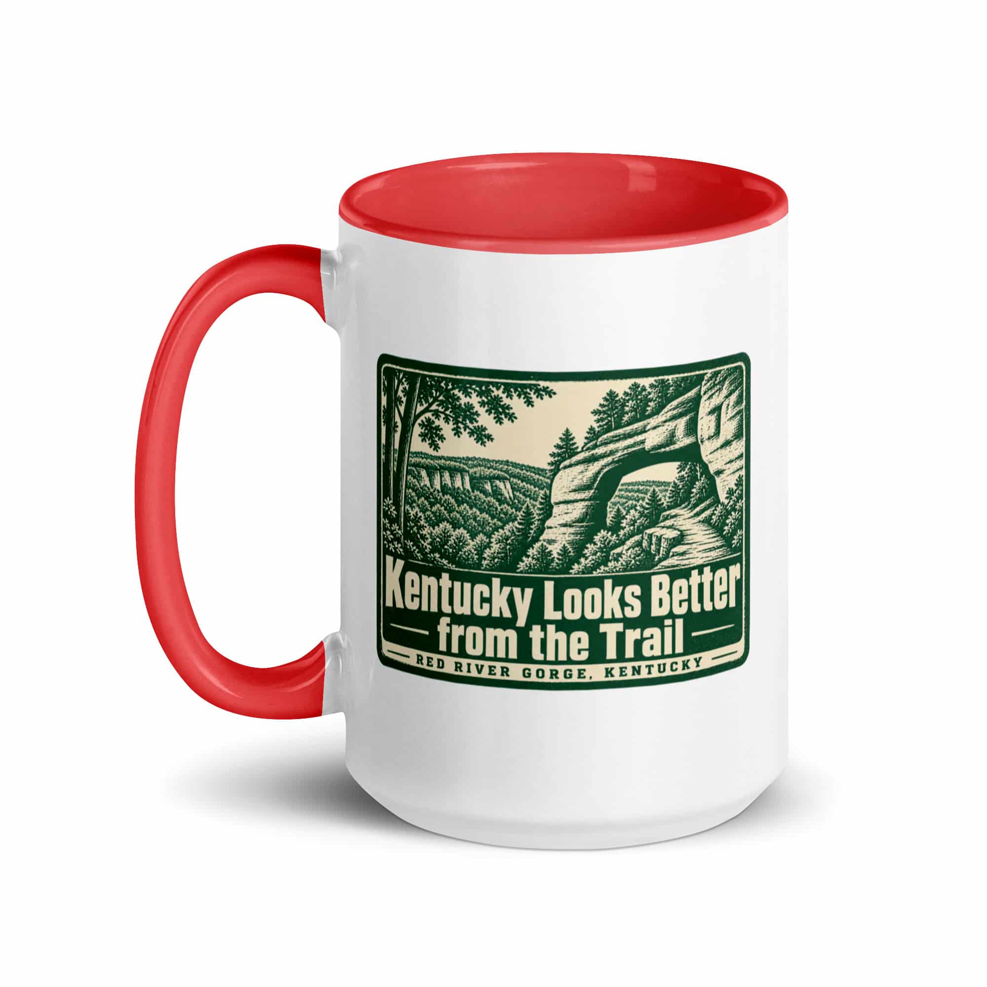 Red River Gorge Color Inside Coffee Mug: Kentucky Looks Better from the Trail, Forest Ink Stamp