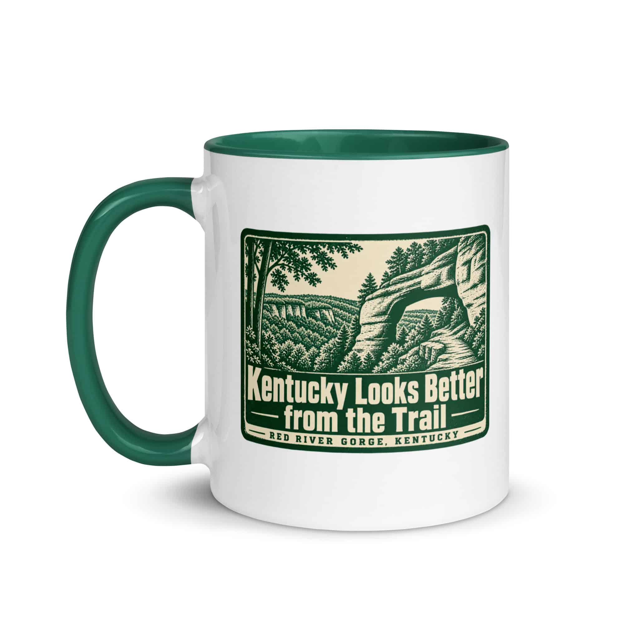 Red River Gorge Color Inside Coffee Mug: Kentucky Looks Better from the Trail, Forest Ink Stamp