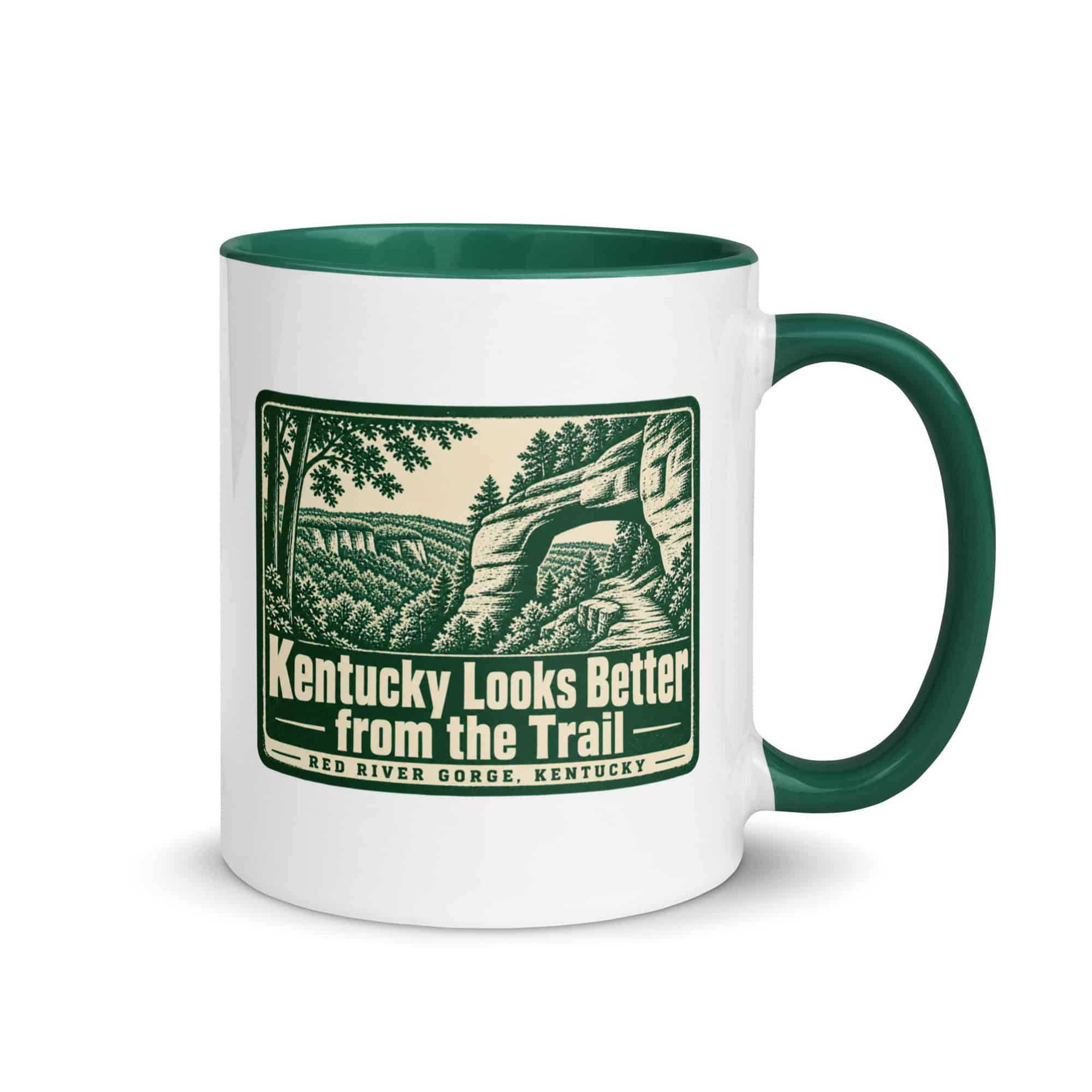 Red River Gorge Color Inside Coffee Mug: Kentucky Looks Better from the Trail, Forest Ink Stamp