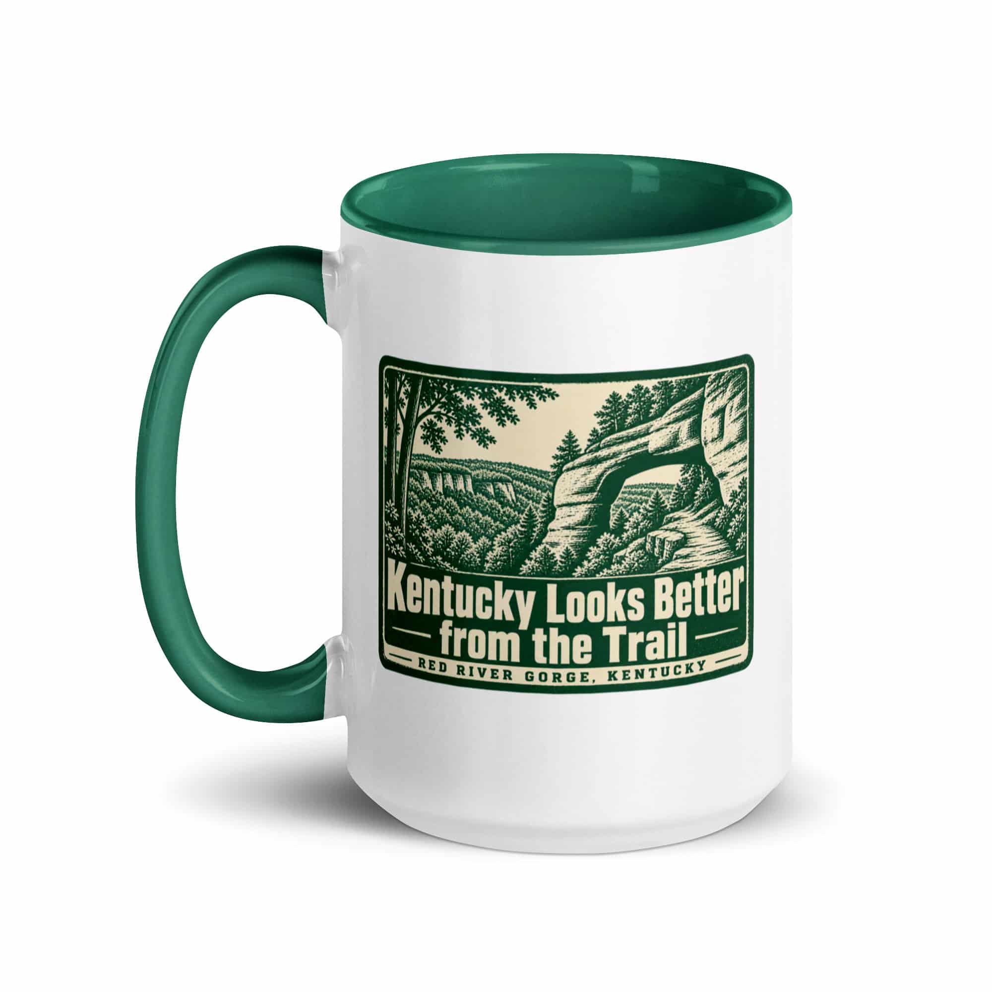 Red River Gorge Color Inside Coffee Mug: Kentucky Looks Better from the Trail, Forest Ink Stamp
