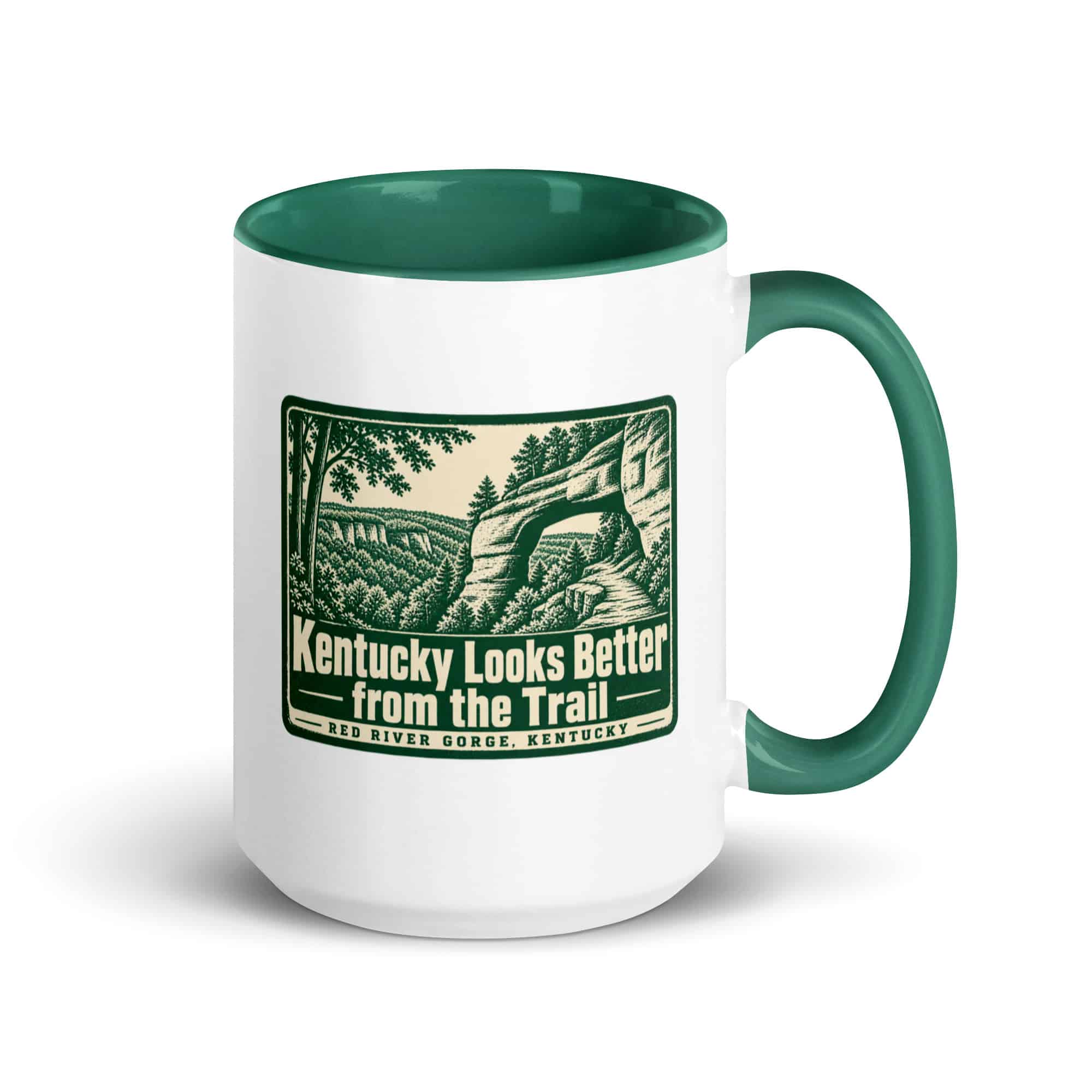 Red River Gorge Color Inside Coffee Mug: Kentucky Looks Better from the Trail, Forest Ink Stamp