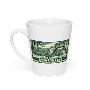 Red River Gorge Latte Mug: Kentucky Looks Better from the Trail, Forest Ink Stamp - 12 oz - Main
