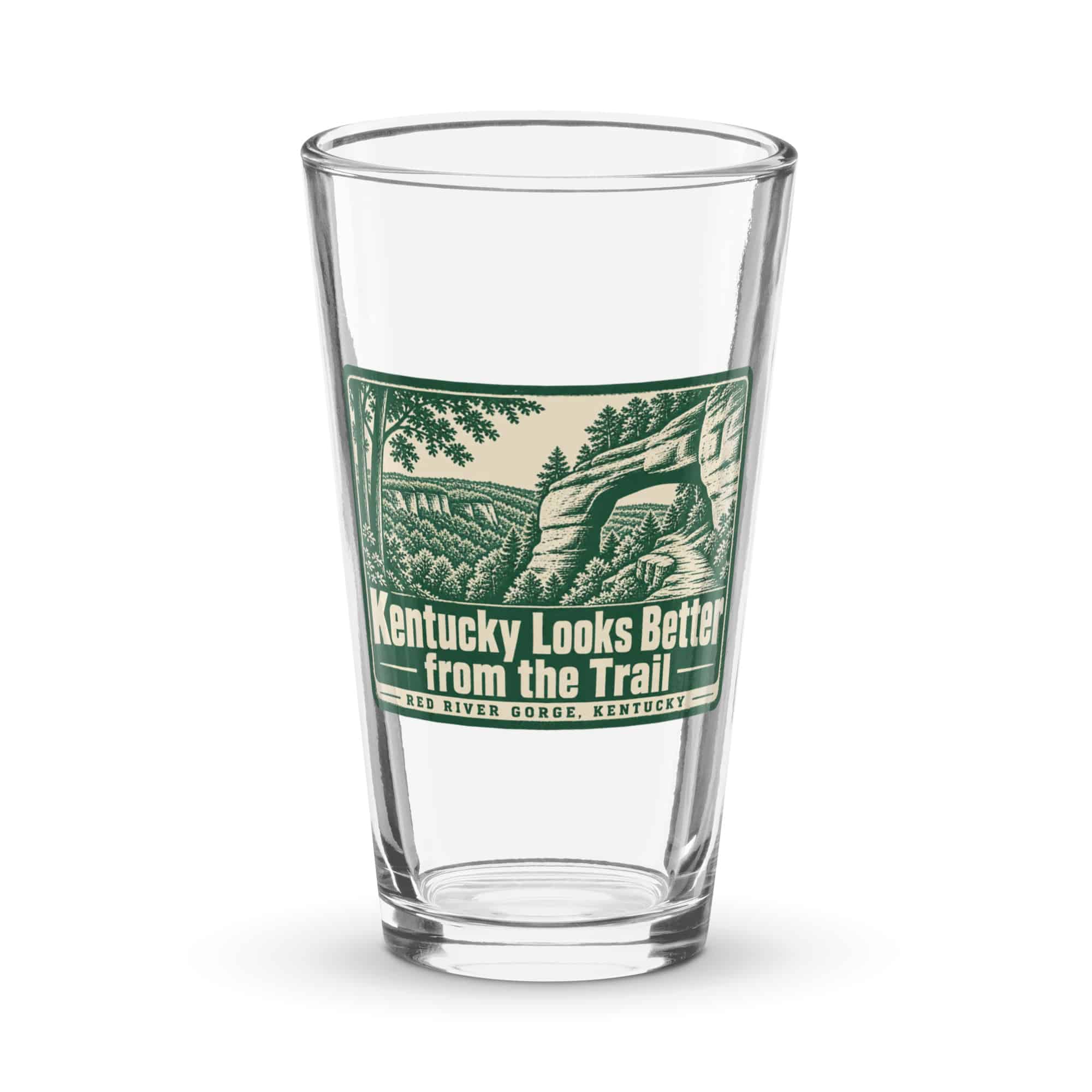 Red River Gorge Pint Glass: Kentucky Looks Better from the Trail, Forest Ink Stamp