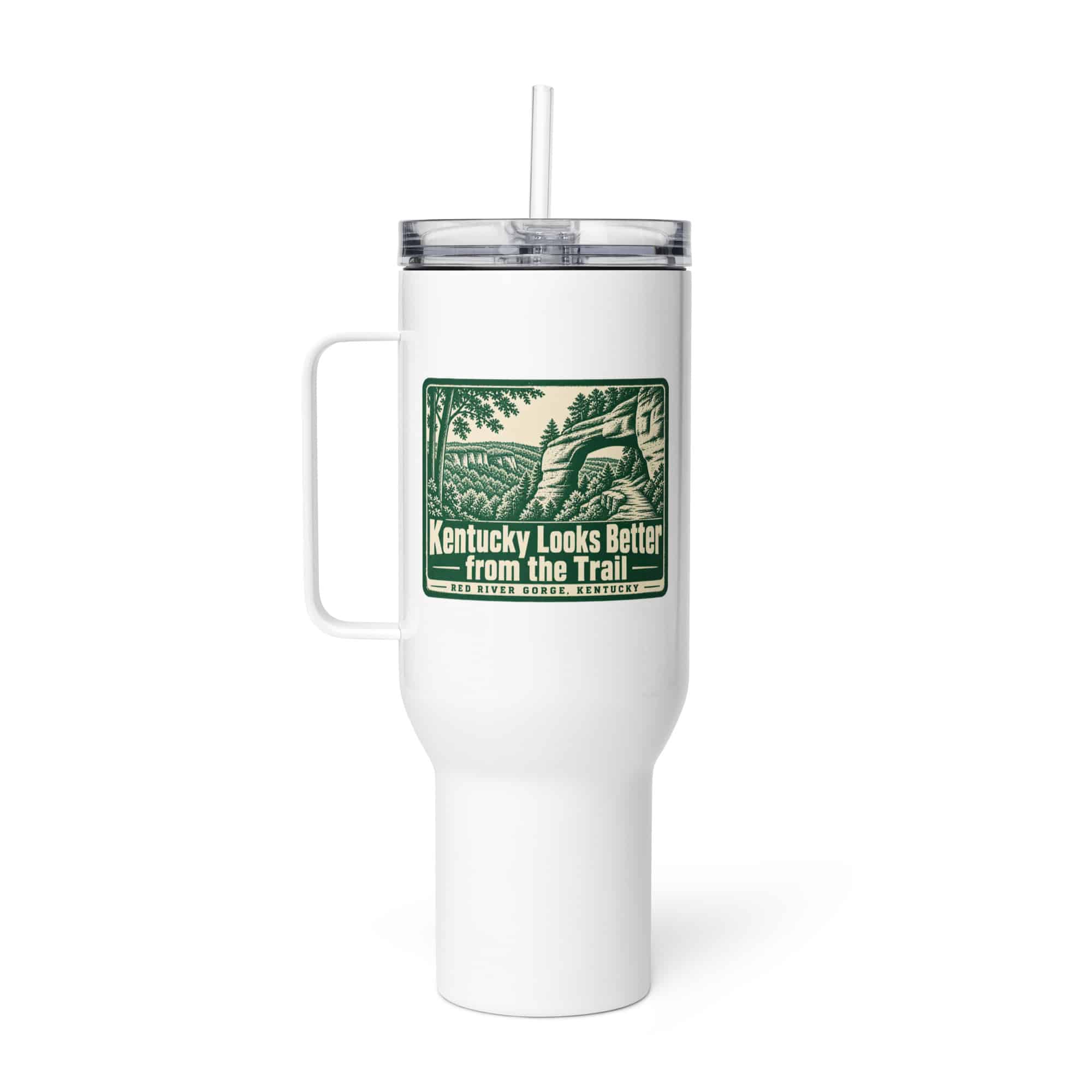 Red River Gorge Travel Mug: Kentucky Looks Better from the Trail, Forest Ink Stamp