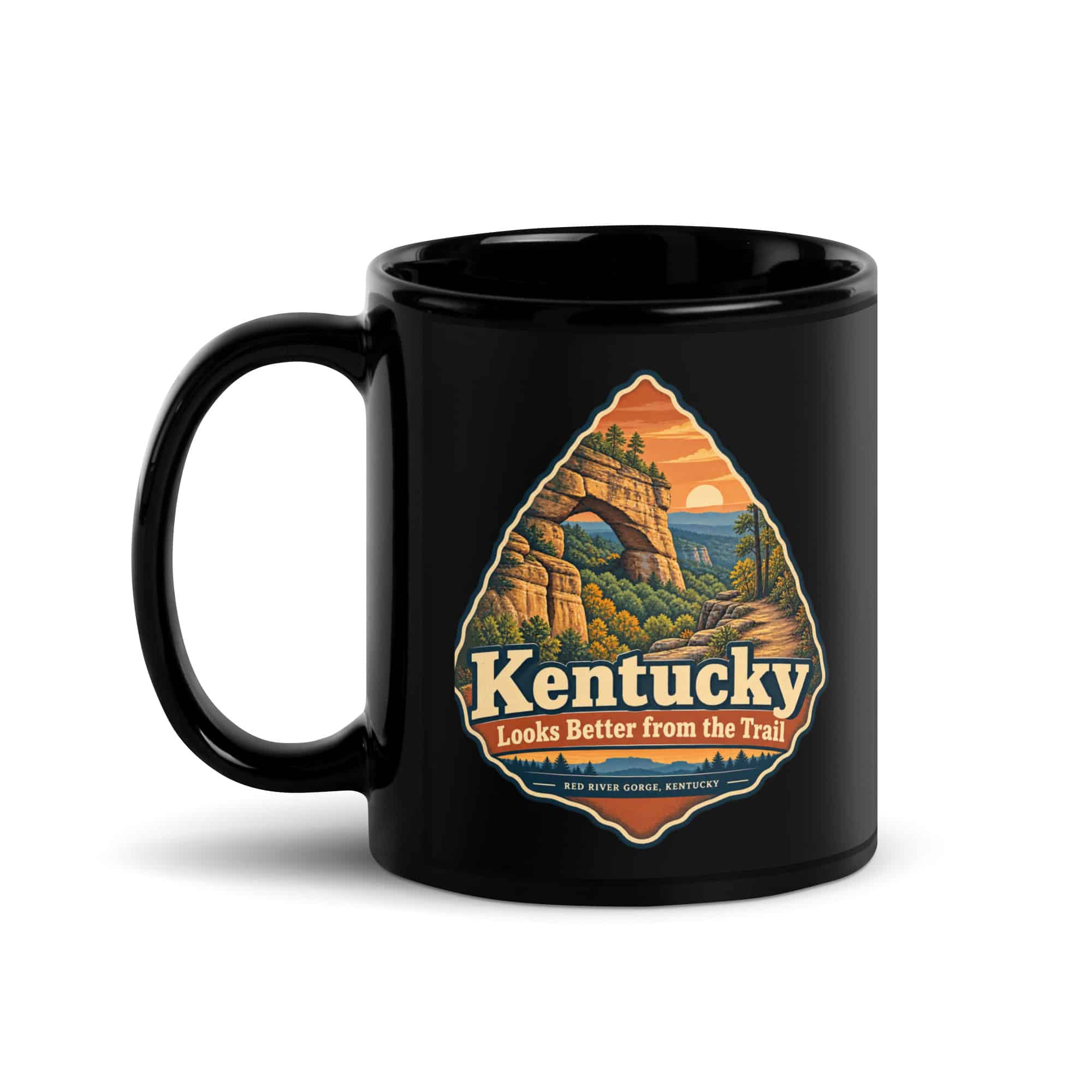 Red River Gorge Black Coffee Mug: Kentucky Looks Better from the Trail, Scenic Shield Badge