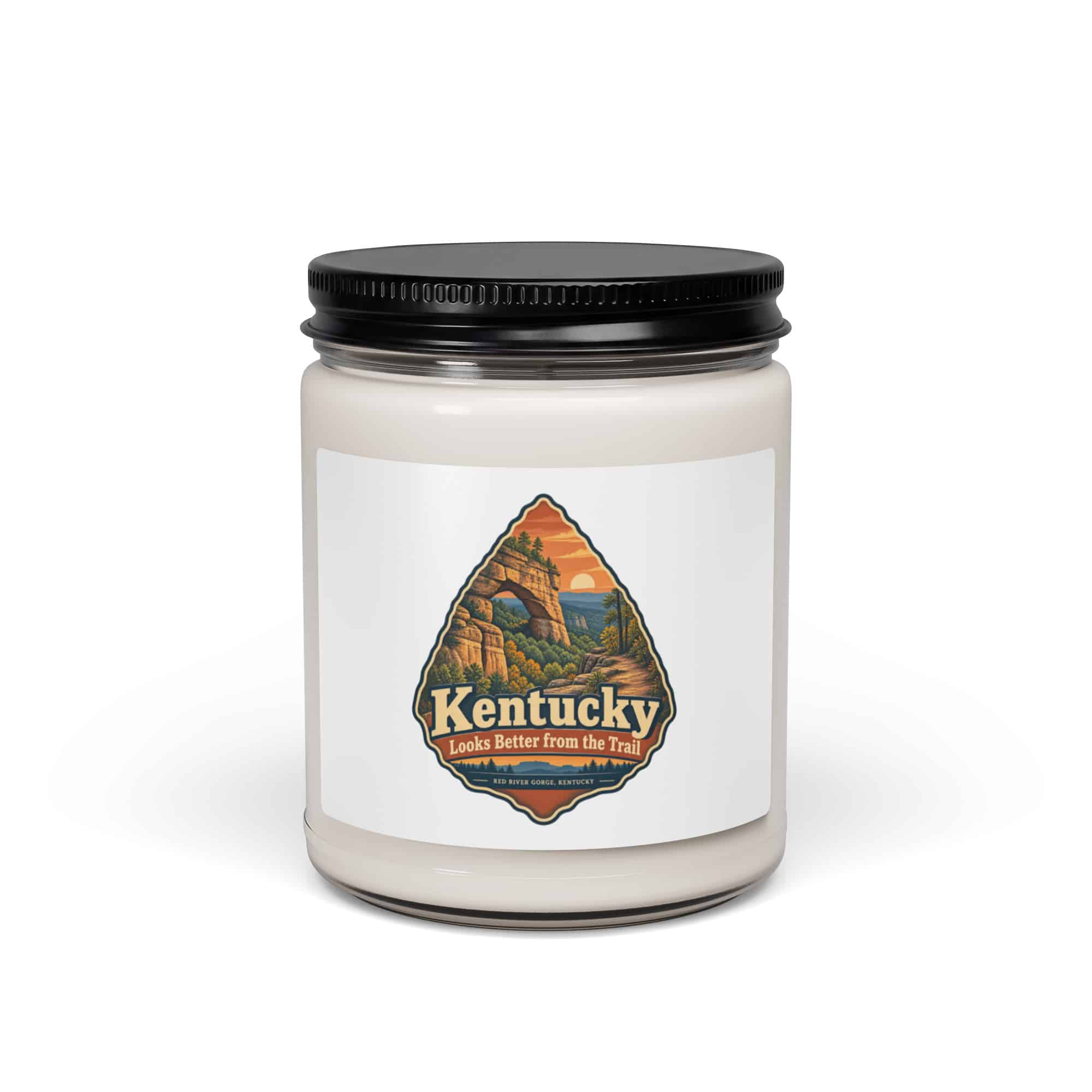 Red River Gorge Soy Wax Candle: Kentucky Looks Better from the Trail, Scenic Shield Badge