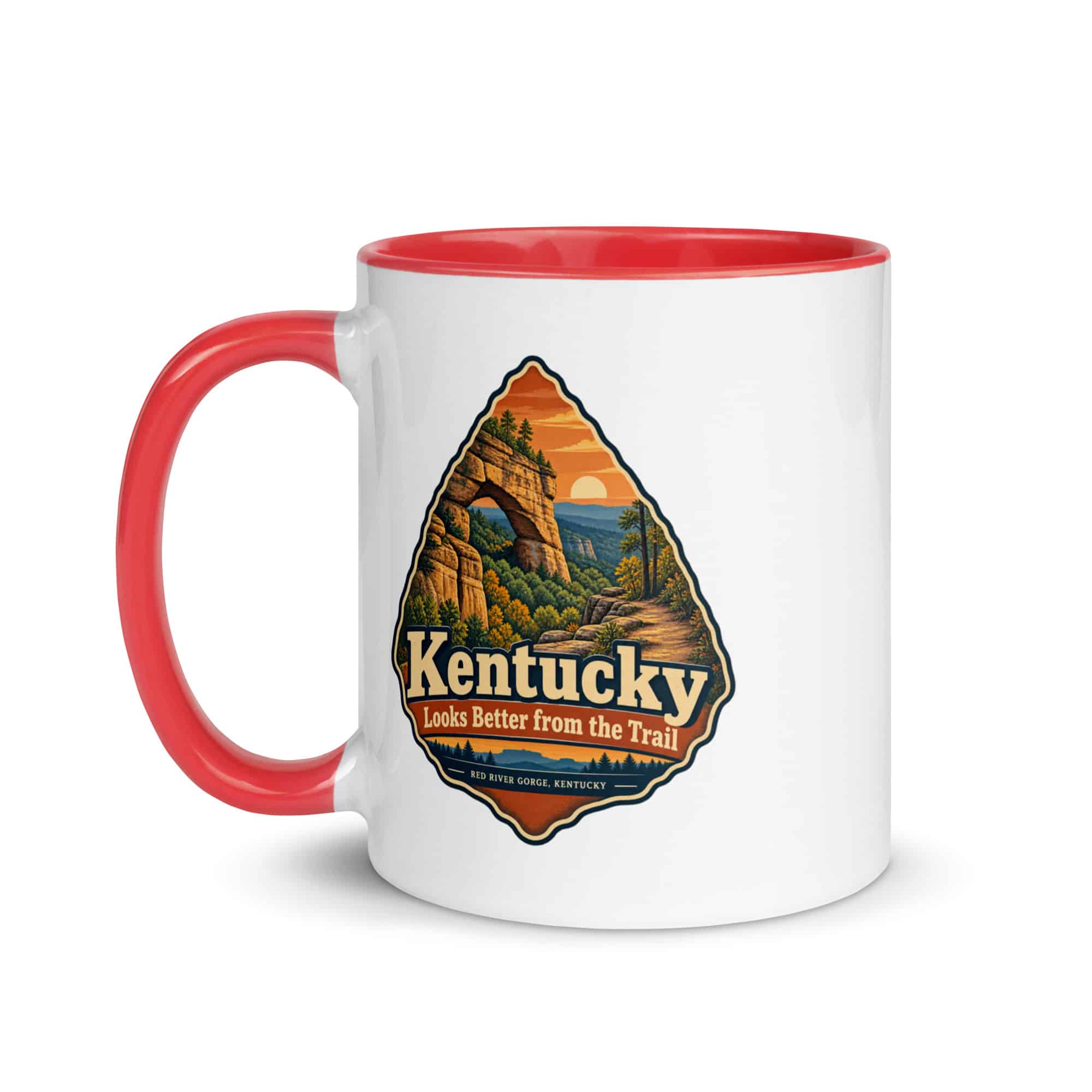 Red River Gorge Color Inside Coffee Mug: Kentucky Looks Better from the Trail, Scenic Shield Badge