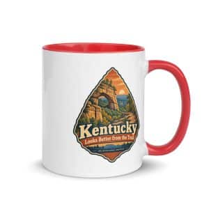 Red River Gorge Color Inside Coffee Mug: Kentucky Looks Better from the Trail, Scenic Shield Badge - 11 oz - Main