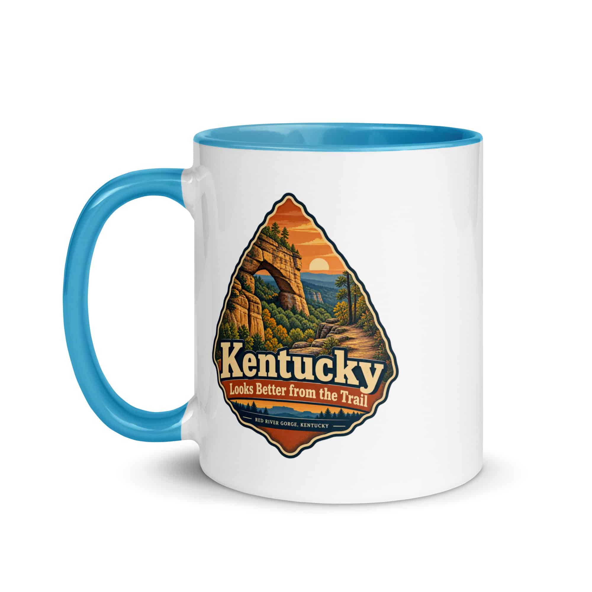 Red River Gorge Color Inside Coffee Mug: Kentucky Looks Better from the Trail, Scenic Shield Badge