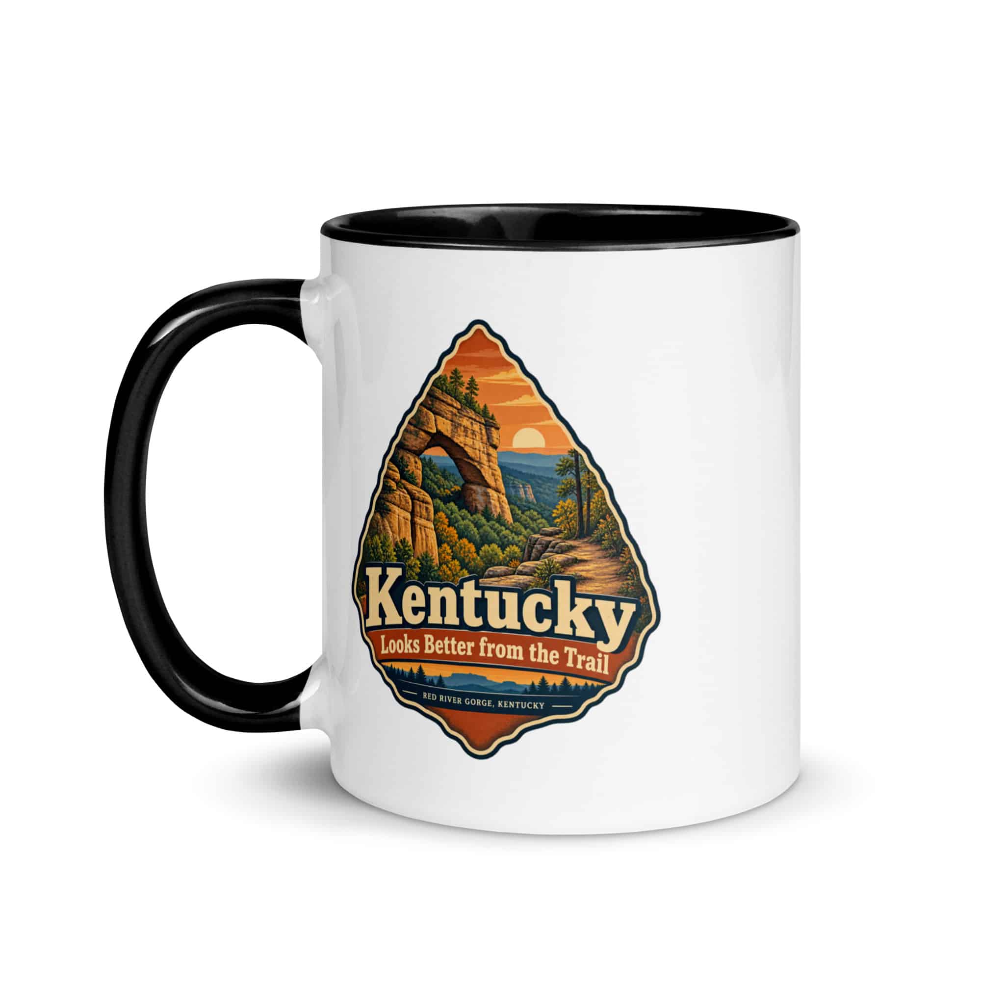 Red River Gorge Color Inside Coffee Mug: Kentucky Looks Better from the Trail, Scenic Shield Badge