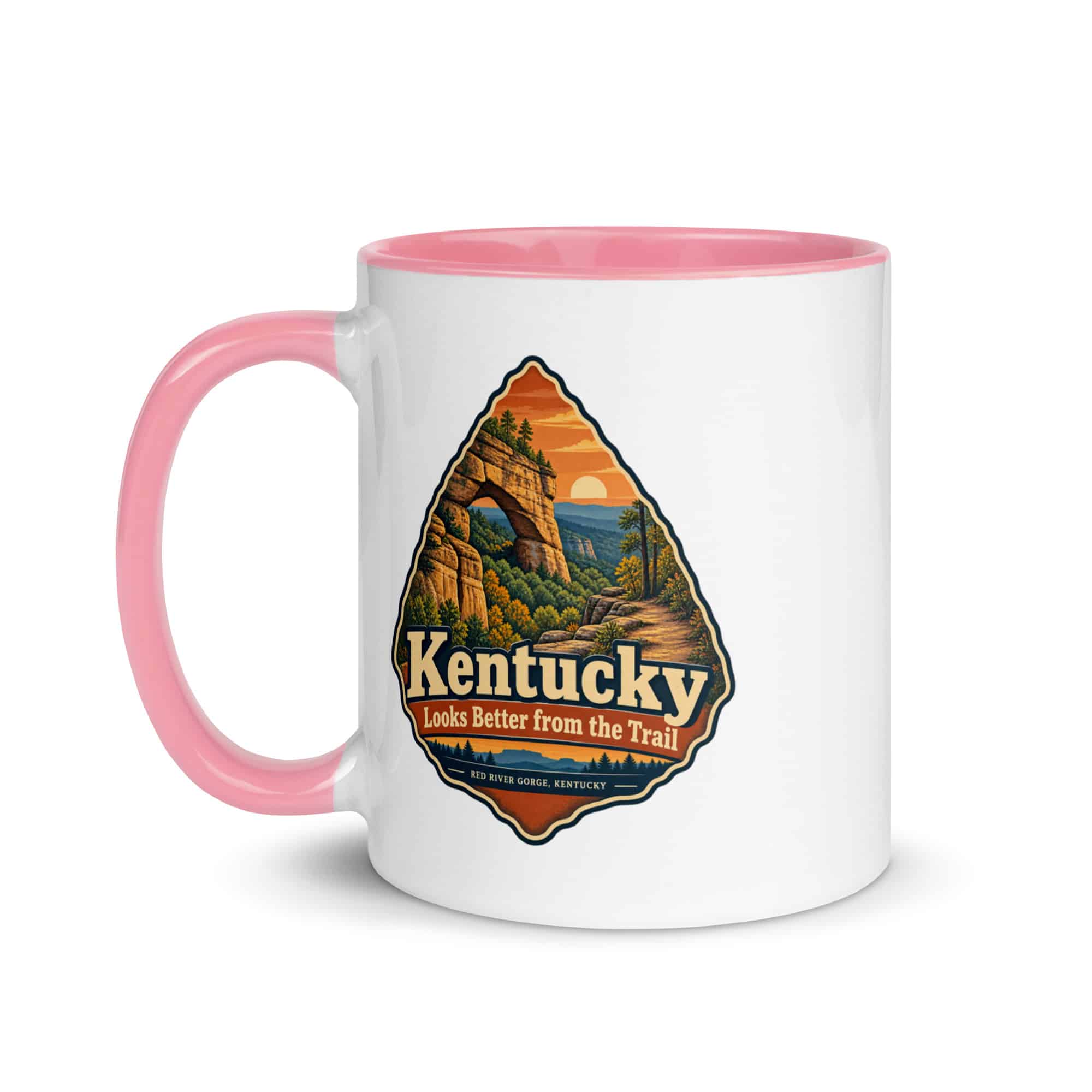Red River Gorge Color Inside Coffee Mug: Kentucky Looks Better from the Trail, Scenic Shield Badge