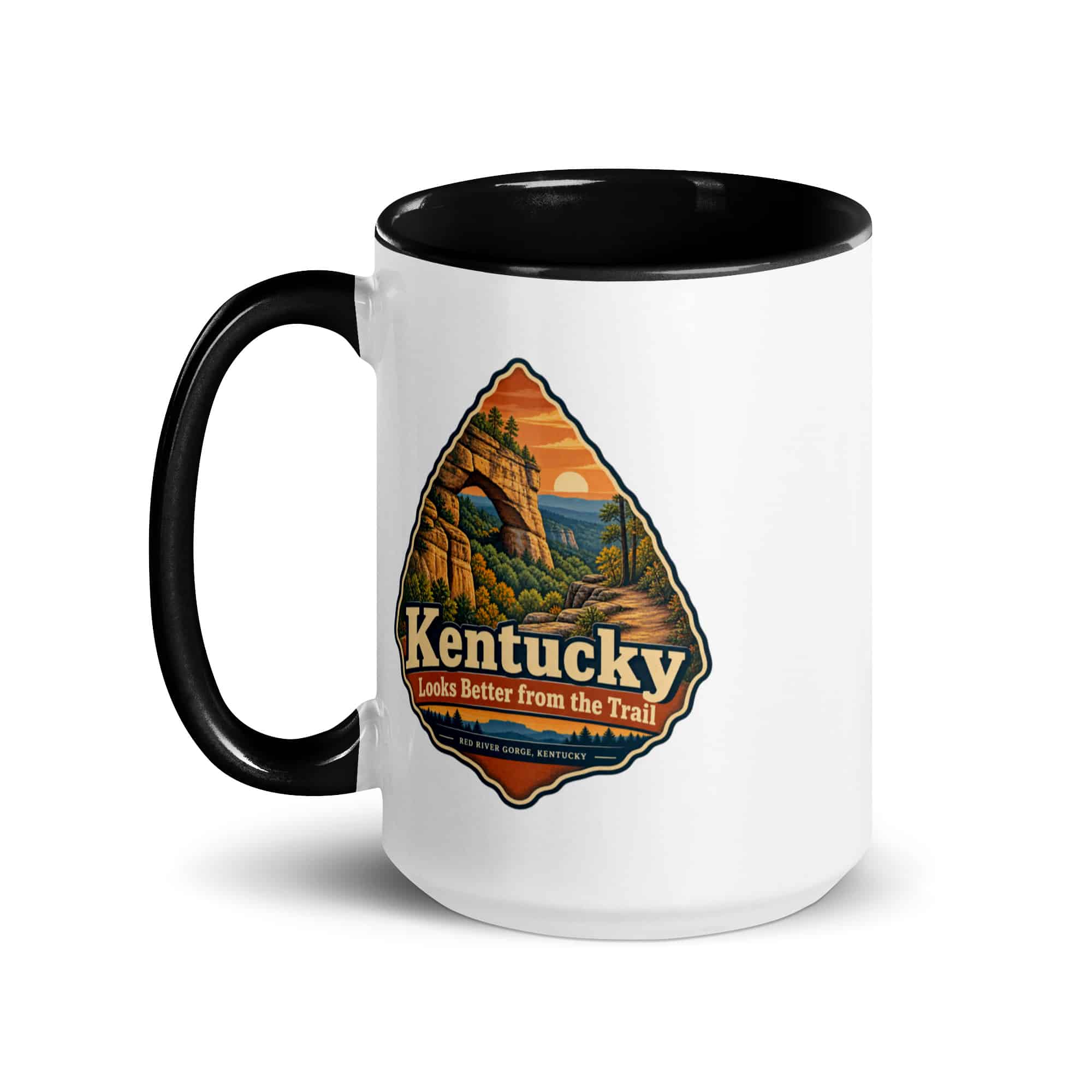 Red River Gorge Color Inside Coffee Mug: Kentucky Looks Better from the Trail, Scenic Shield Badge