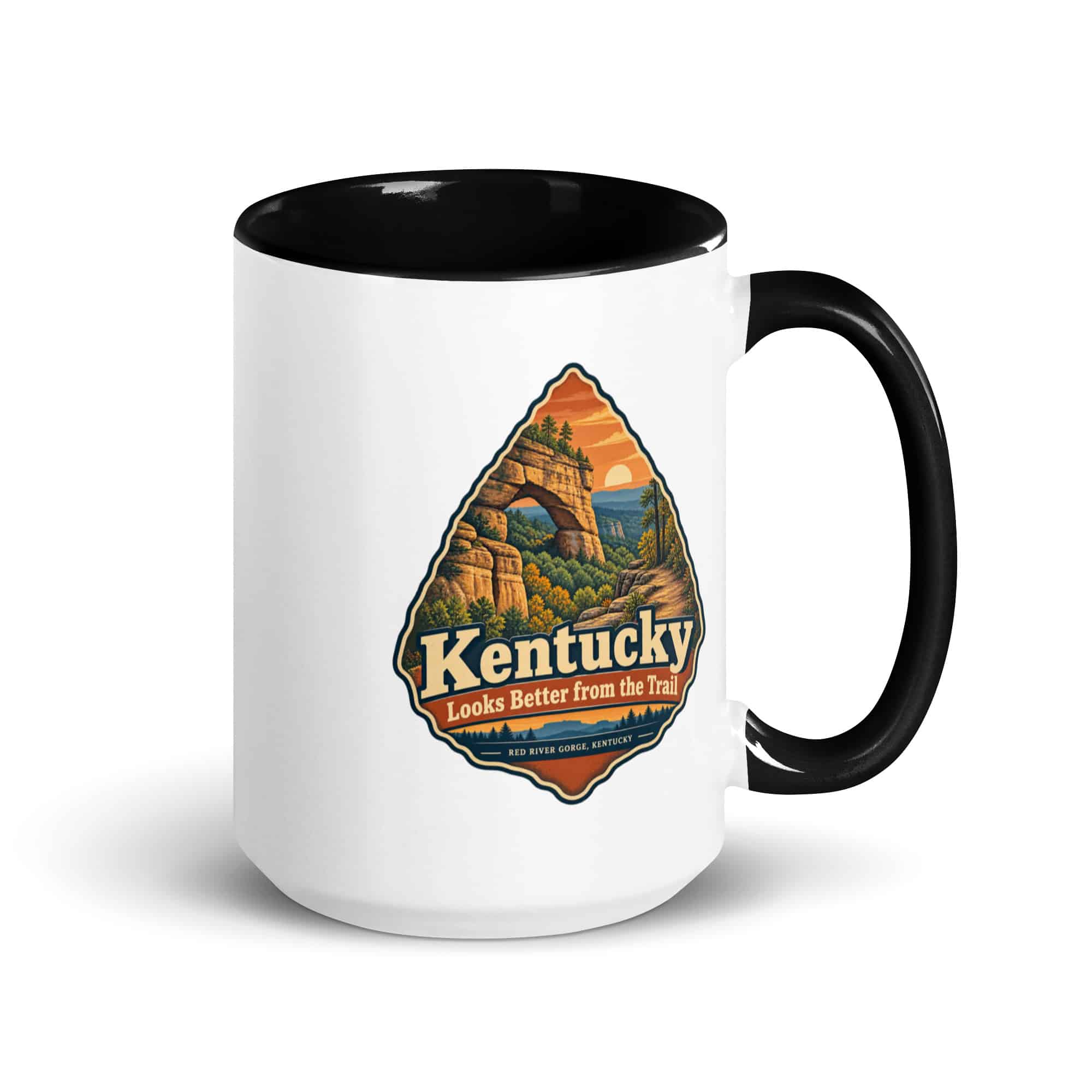Red River Gorge Color Inside Coffee Mug: Kentucky Looks Better from the Trail, Scenic Shield Badge