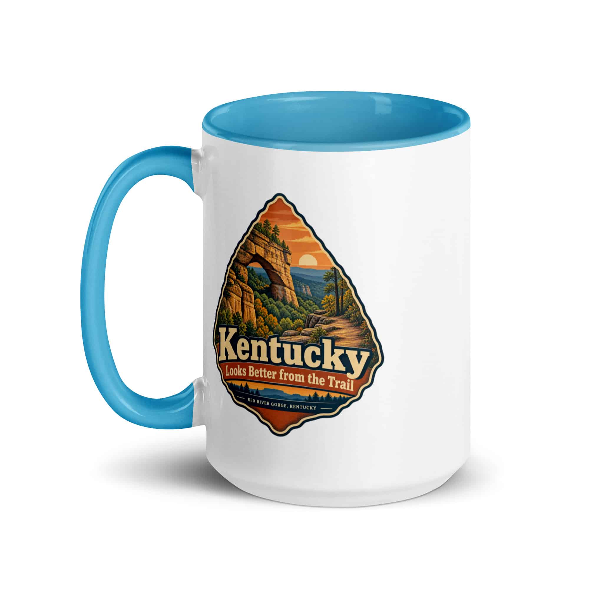 Red River Gorge Color Inside Coffee Mug: Kentucky Looks Better from the Trail, Scenic Shield Badge
