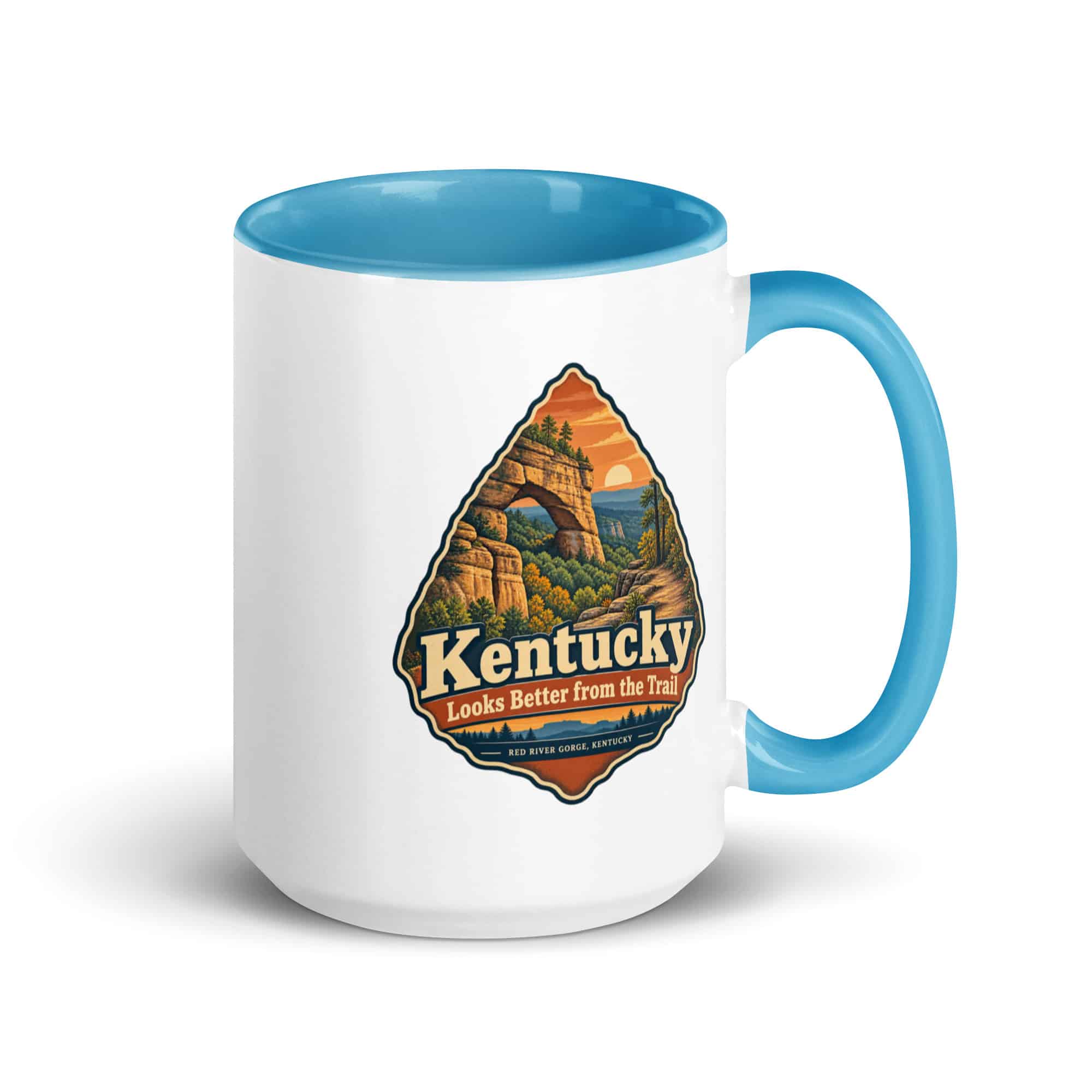 Red River Gorge Color Inside Coffee Mug: Kentucky Looks Better from the Trail, Scenic Shield Badge