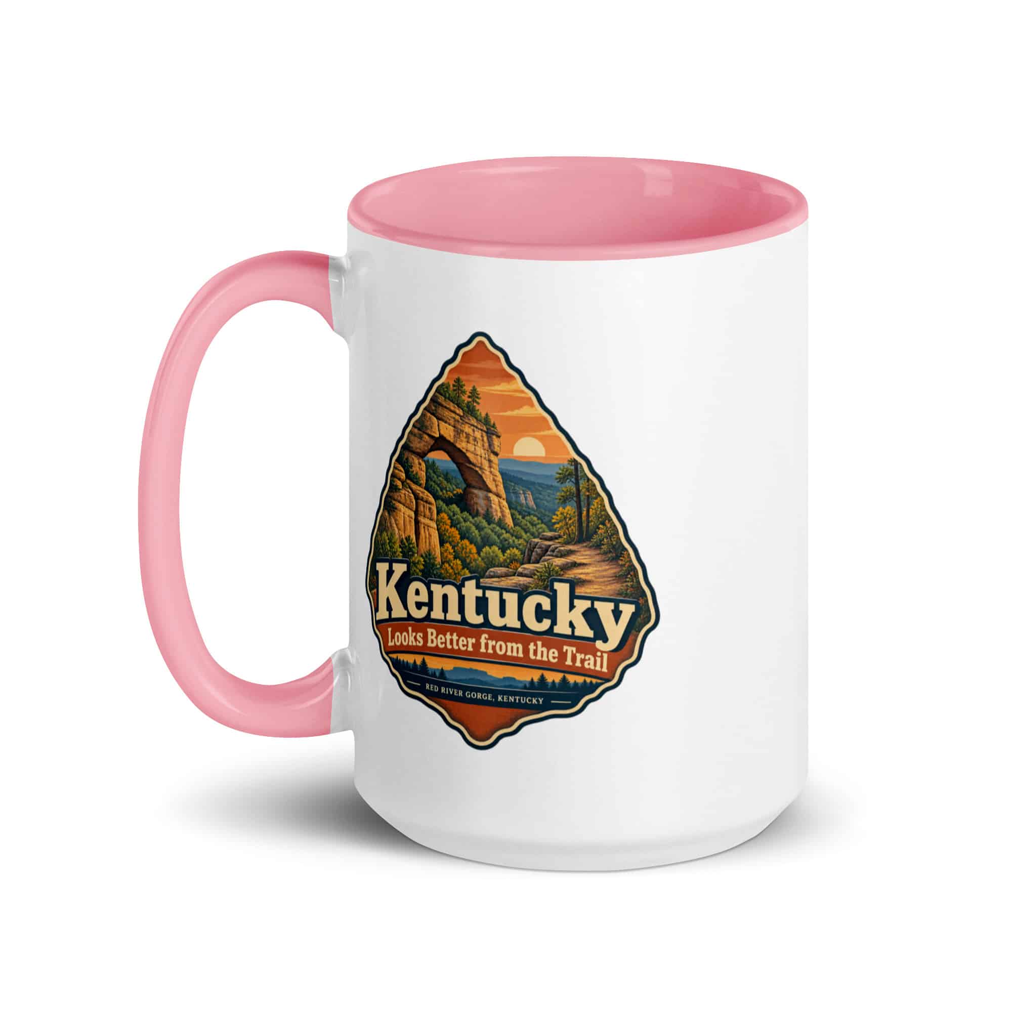 Red River Gorge Color Inside Coffee Mug: Kentucky Looks Better from the Trail, Scenic Shield Badge