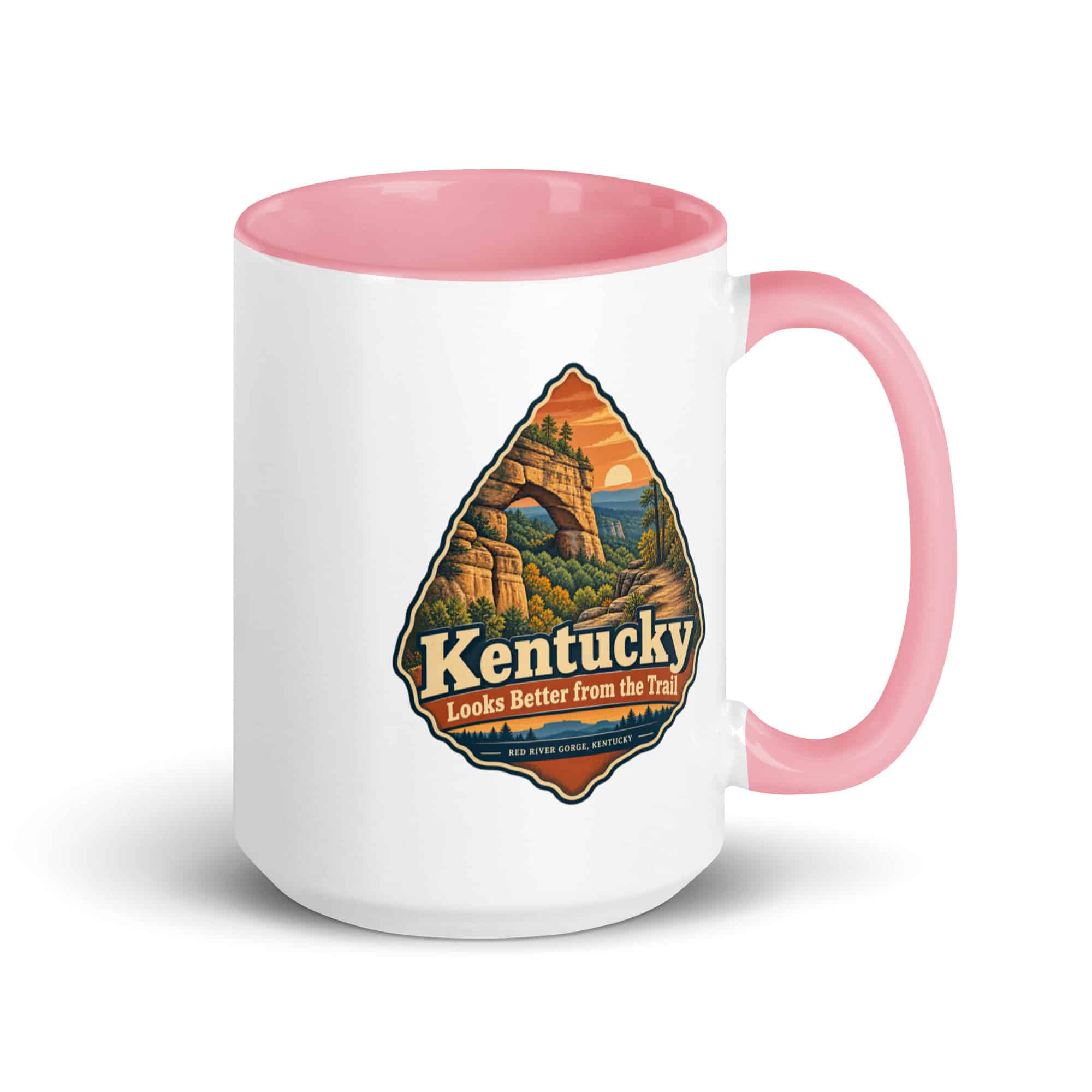 Red River Gorge Color Inside Coffee Mug: Kentucky Looks Better from the Trail, Scenic Shield Badge