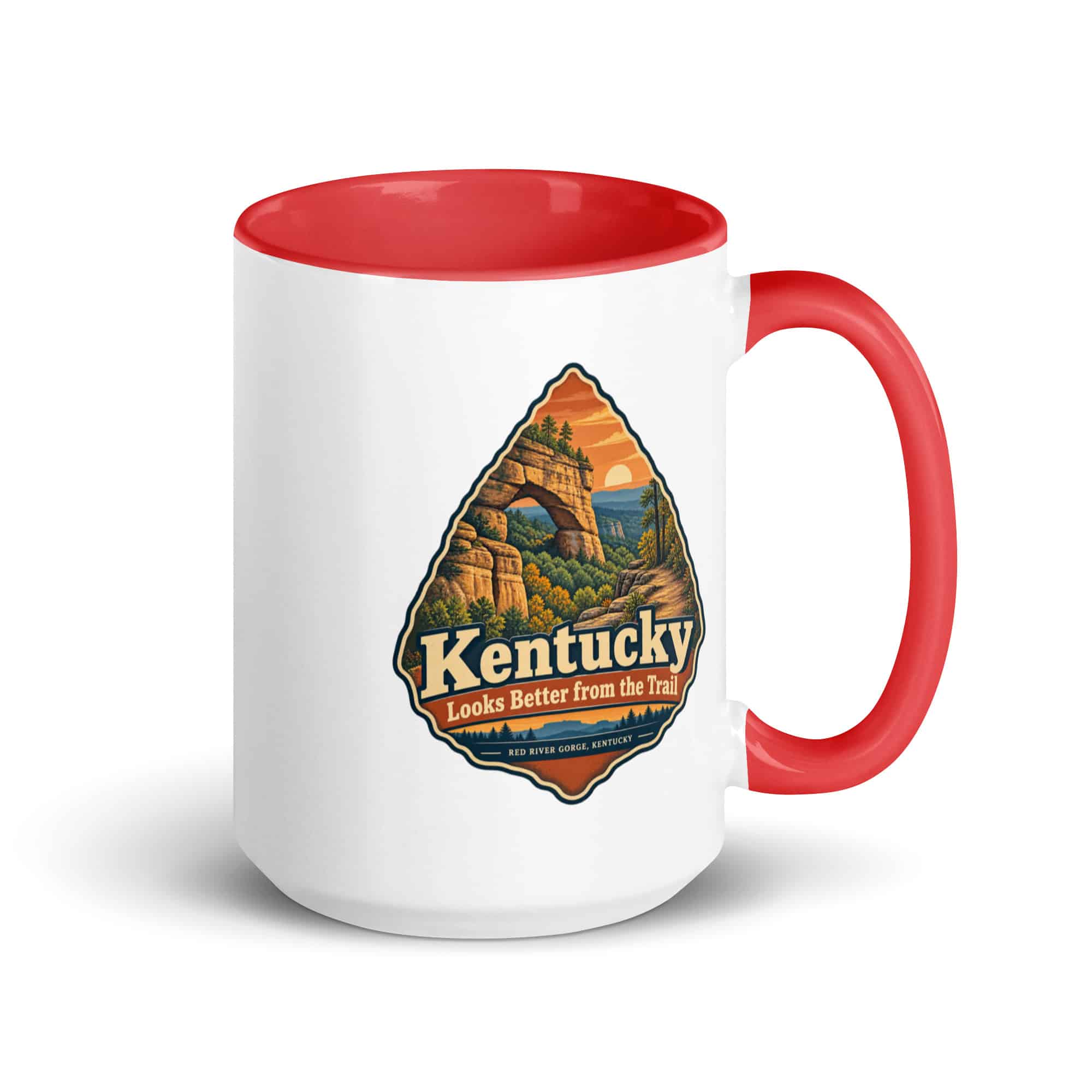 Red River Gorge Color Inside Coffee Mug: Kentucky Looks Better from the Trail, Scenic Shield Badge