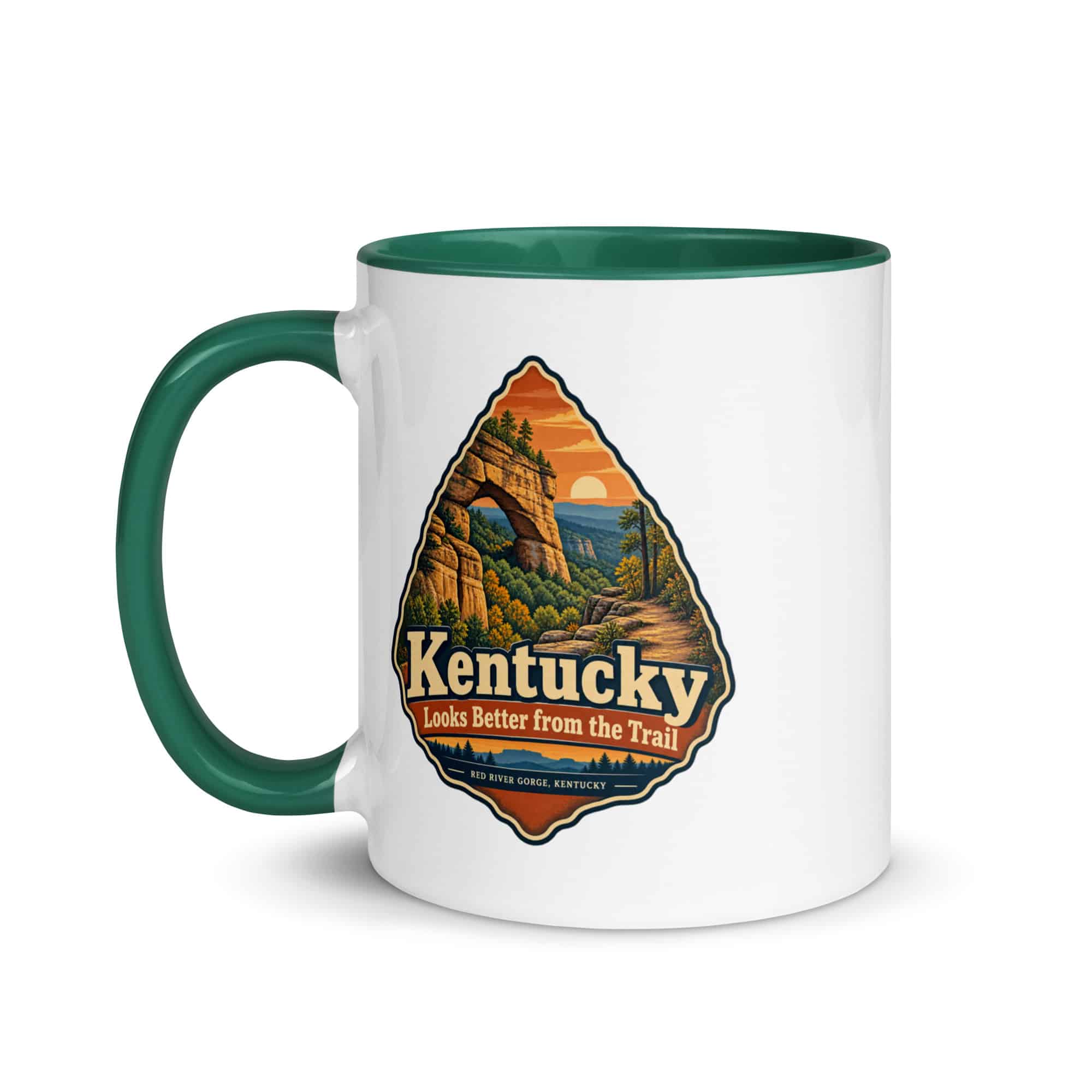 Red River Gorge Color Inside Coffee Mug: Kentucky Looks Better from the Trail, Scenic Shield Badge